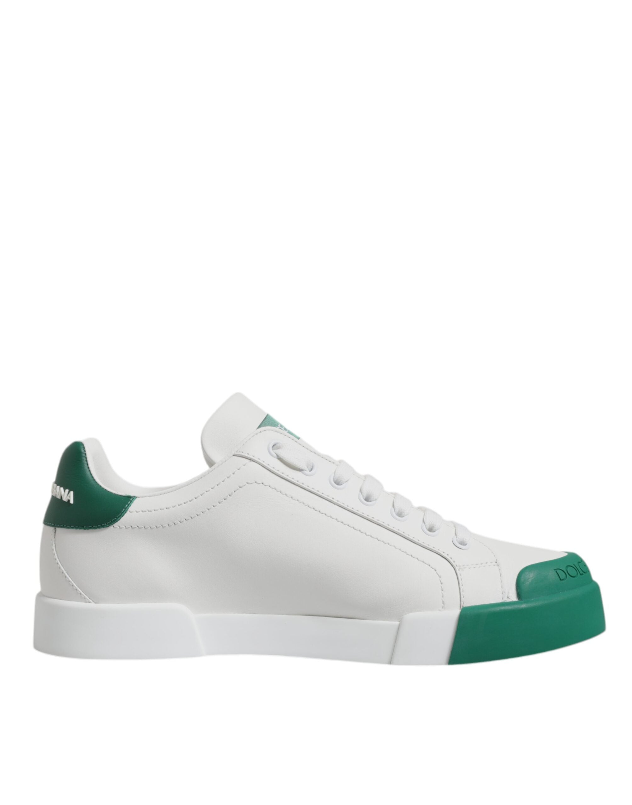 Dolce & Gabbana White Green Leather Low Top Men Sneakers Men's Shoes (Pre-Owned)