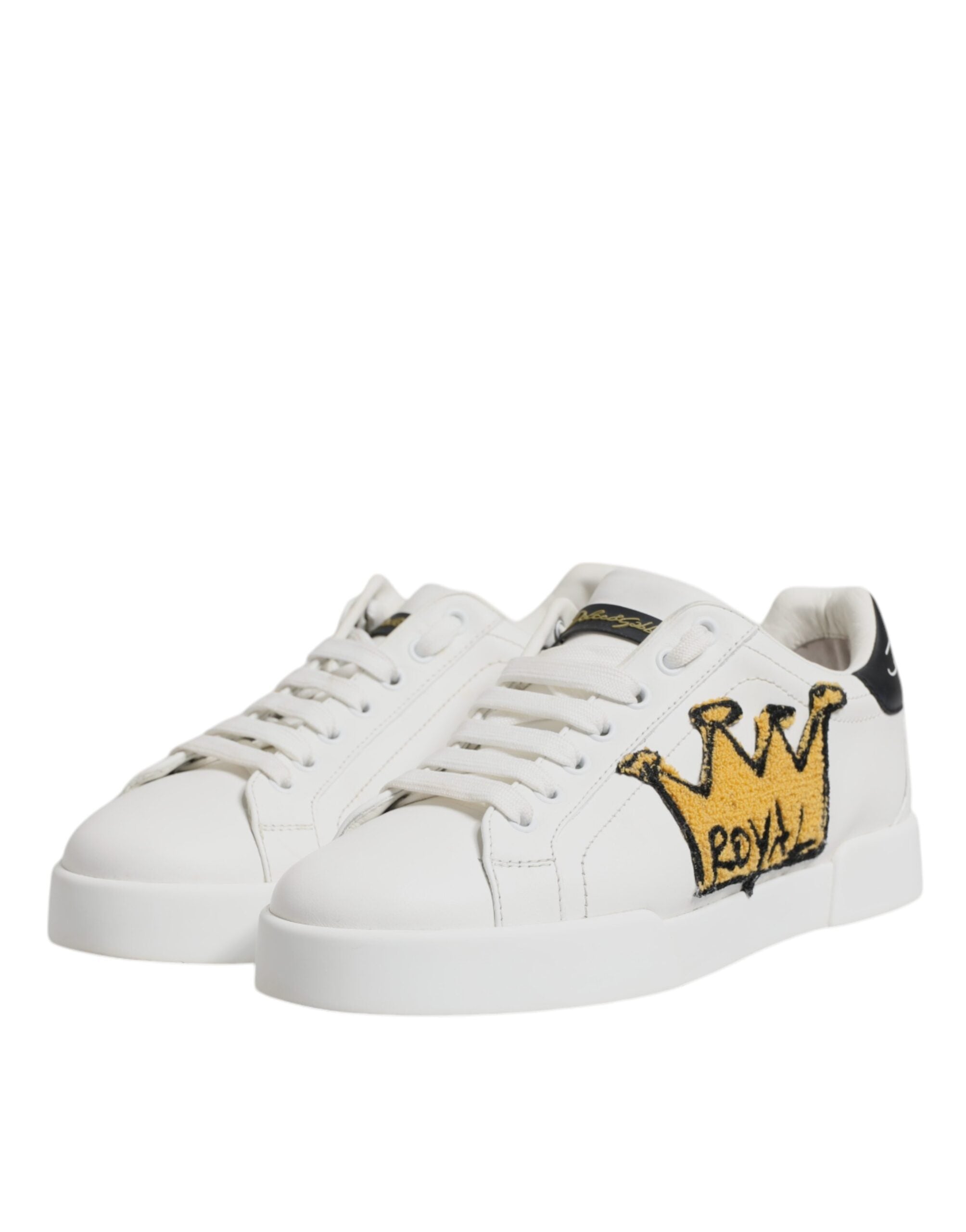 Dolce & Gabbana White Royal Crown Low Top Sneakers Men's Shoes (Pre-Owned)