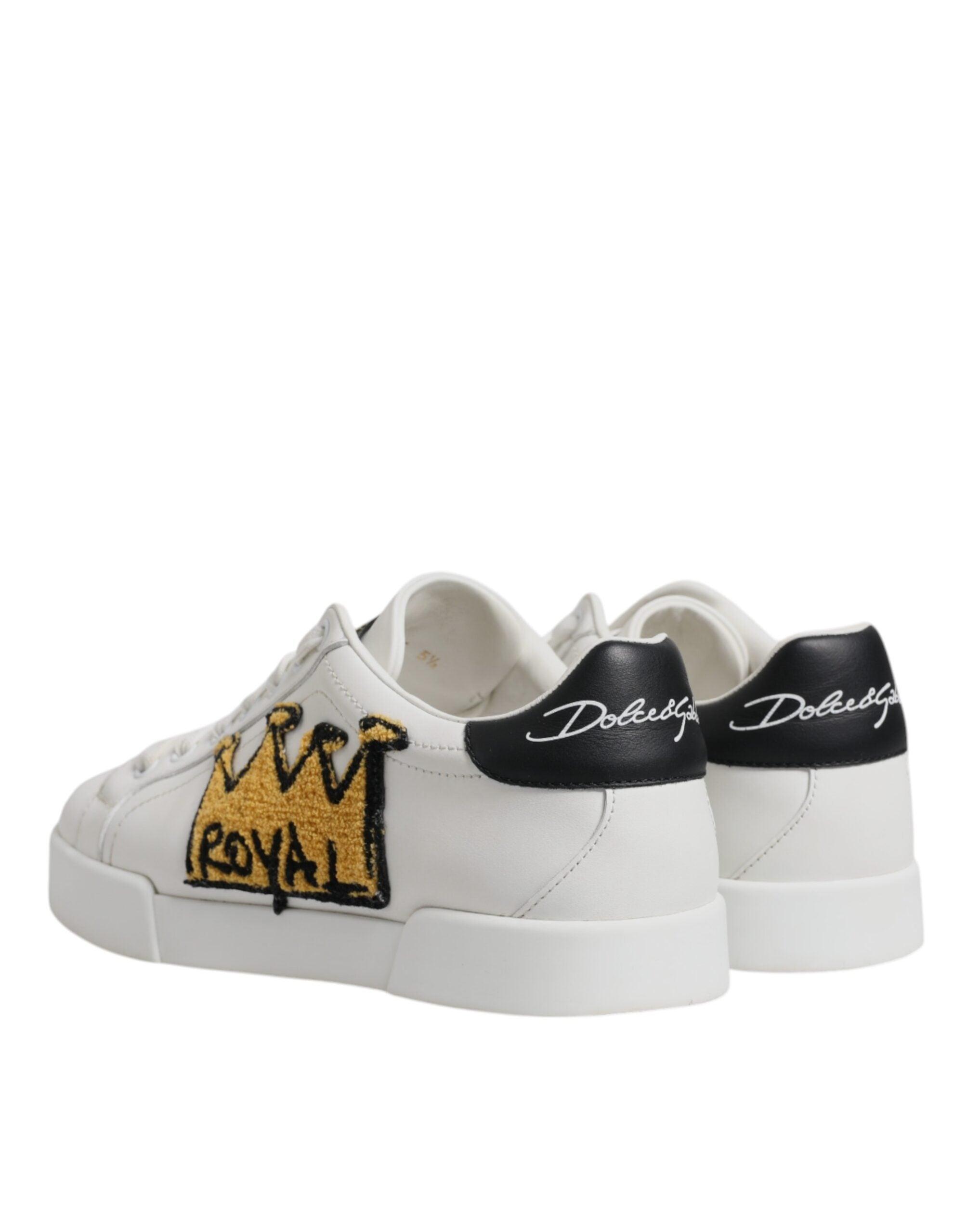 Dolce & Gabbana White Royal Crown Low Top Sneakers Men's Shoes (Pre-Owned)