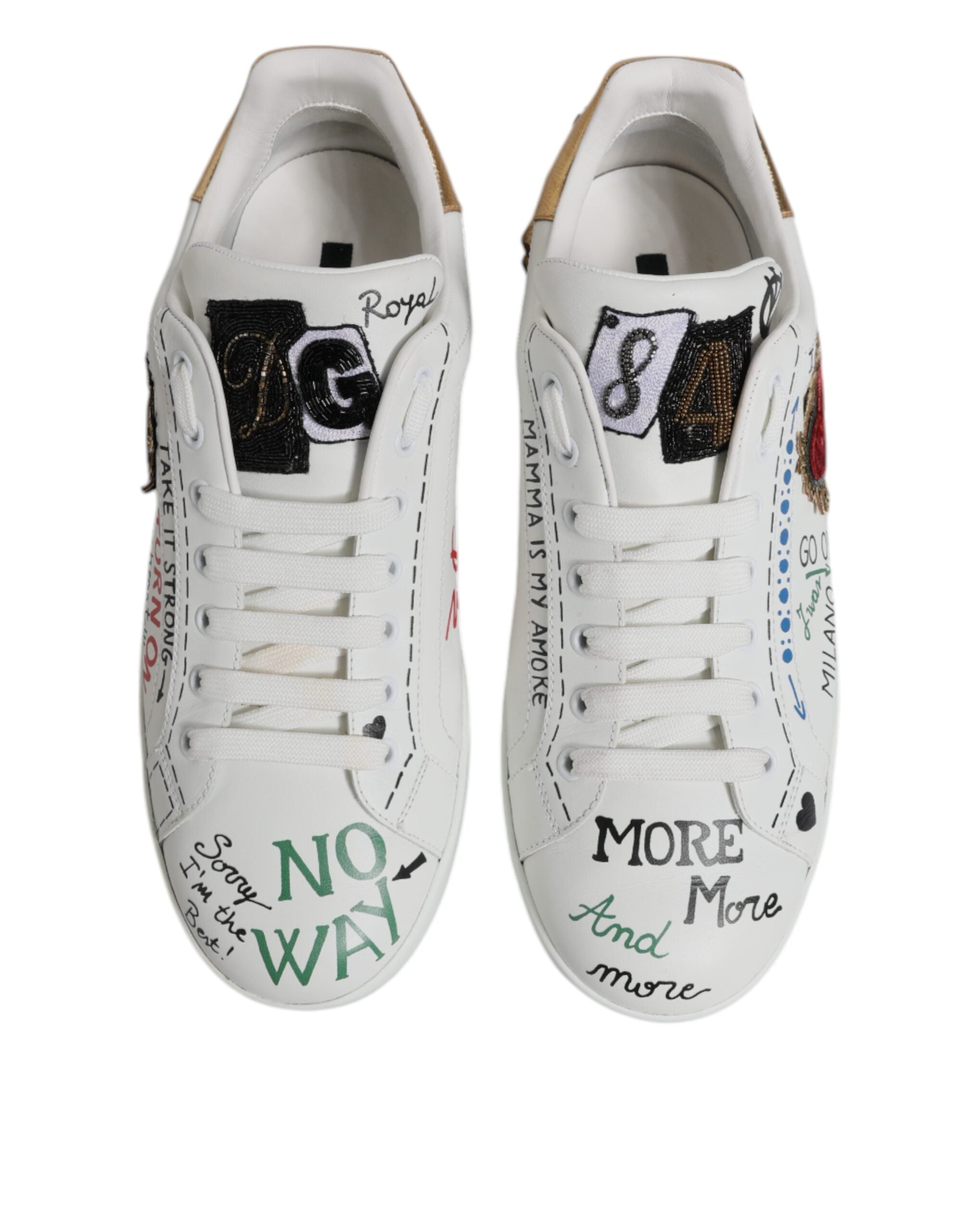 Dolce & Gabbana White Sacred Heart Patch Sneakers Men's Shoes (Pre-Owned)