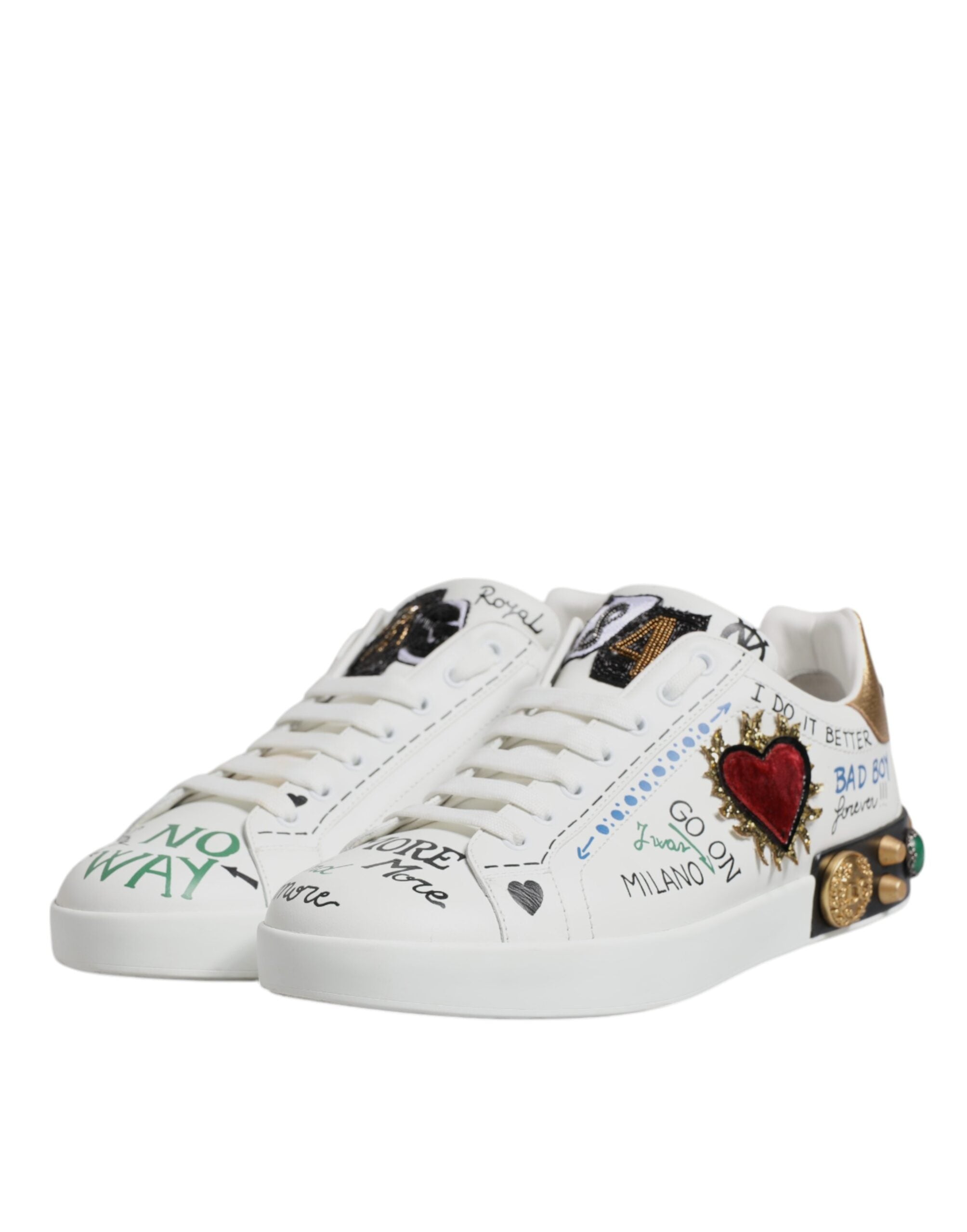 Dolce & Gabbana White Sacred Heart Patch Sneakers Men's Shoes (Pre-Owned)