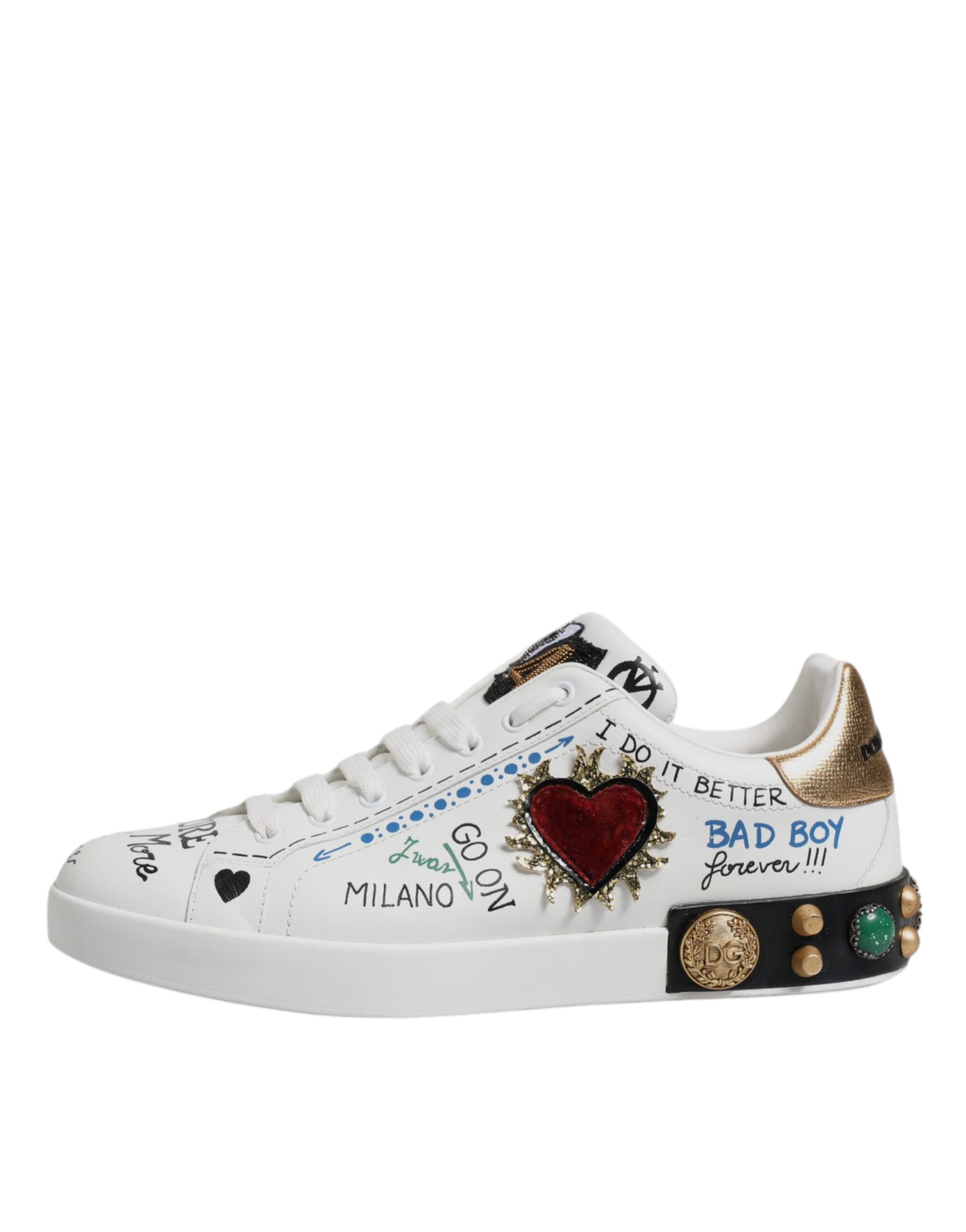 Dolce & Gabbana White Sacred Heart Patch Sneakers Men's Shoes (Pre-Owned)