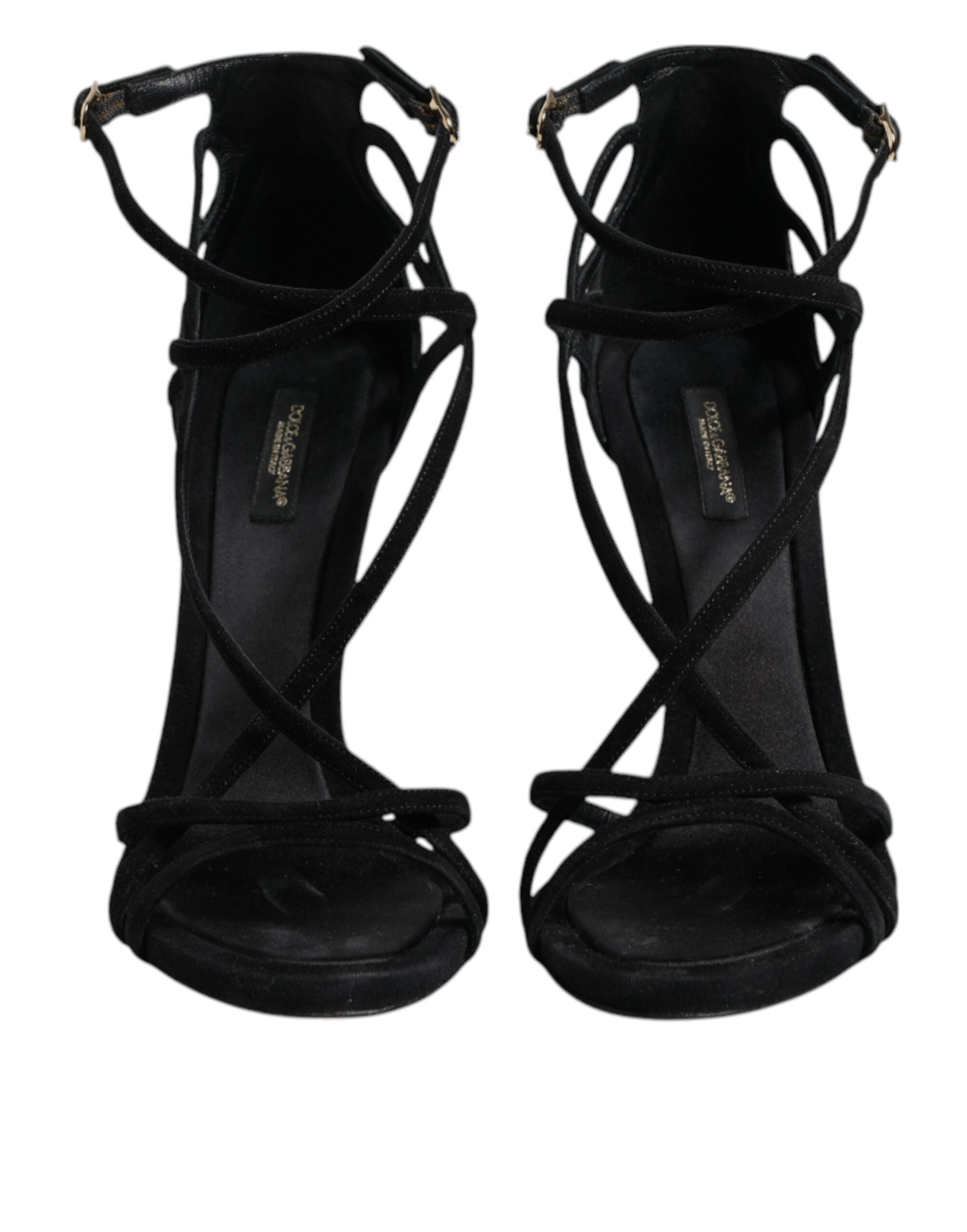 Dolce & Gabbana Black Leather Stiletto Heels Sandals Women's Shoes (Pre-Owned)