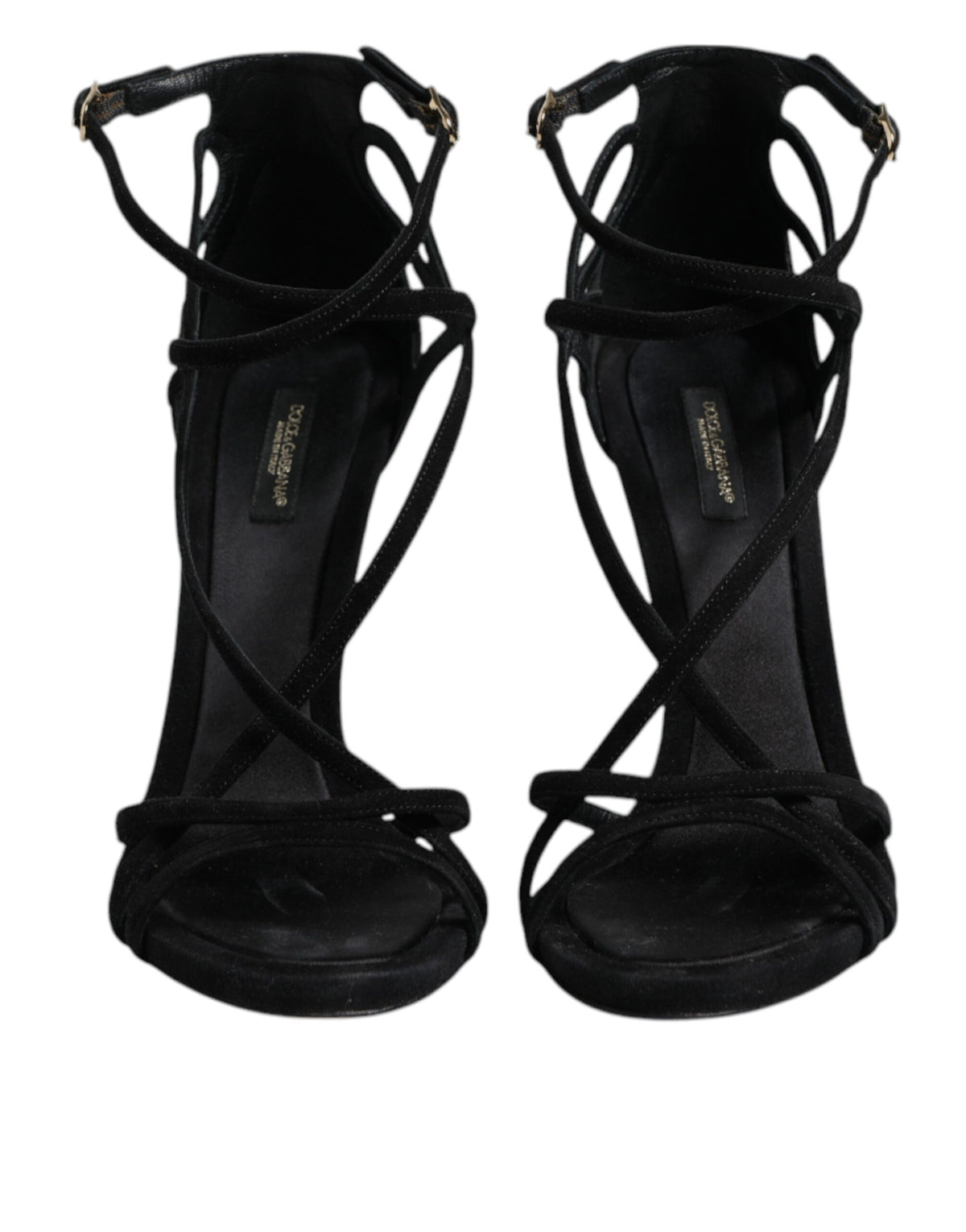 Dolce & Gabbana Black Leather Stiletto Heels Sandals Women's Shoes (Pre-Owned)