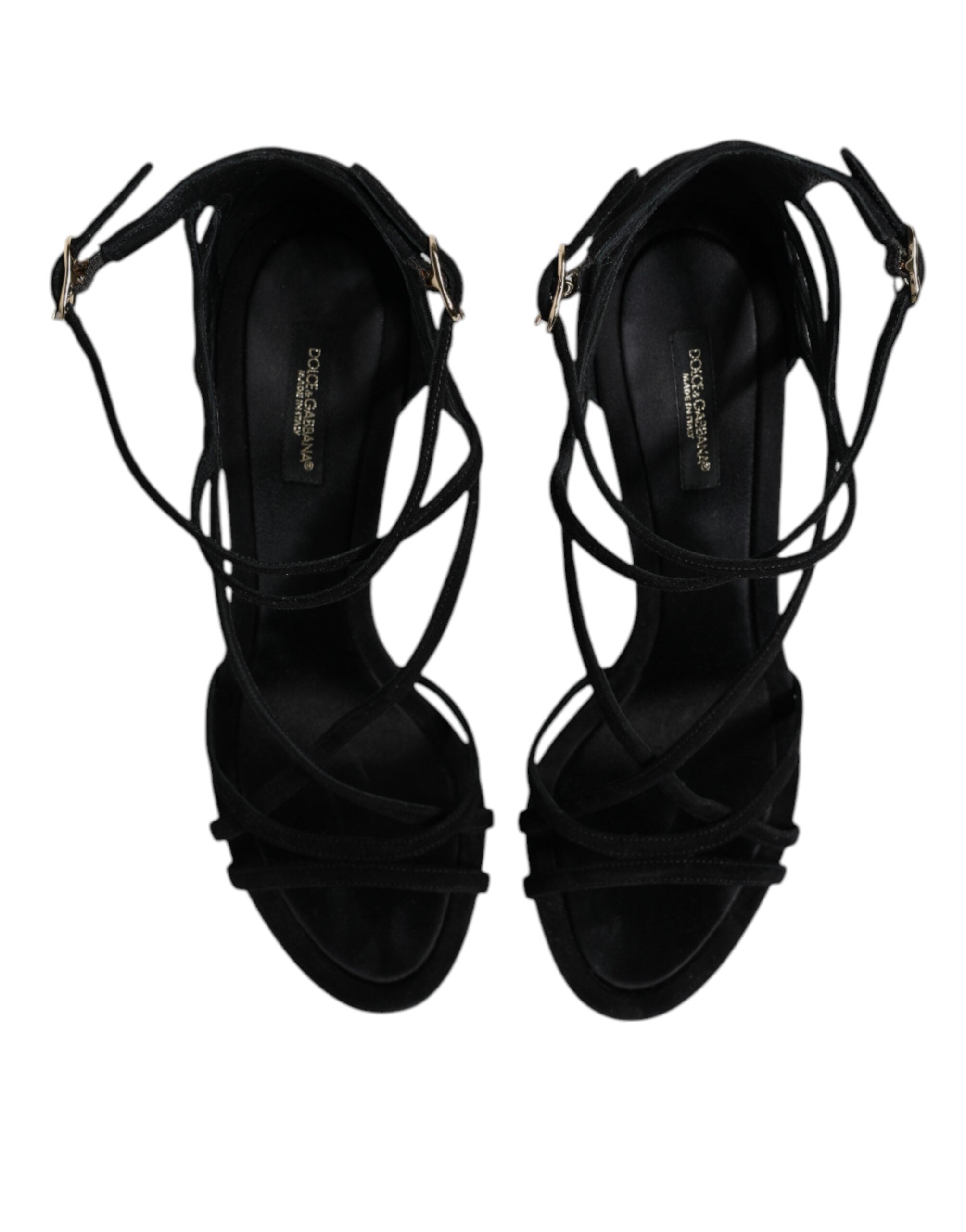 Dolce & Gabbana Black Leather Stiletto Heels Sandals Women's Shoes (Pre-Owned)
