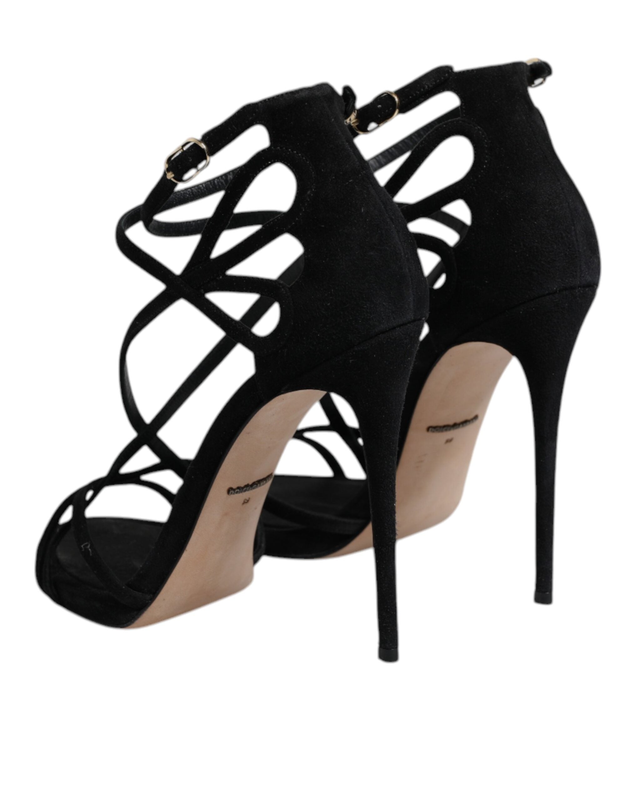 Dolce & Gabbana Black Leather Stiletto Heels Sandals Women's Shoes (Pre-Owned)