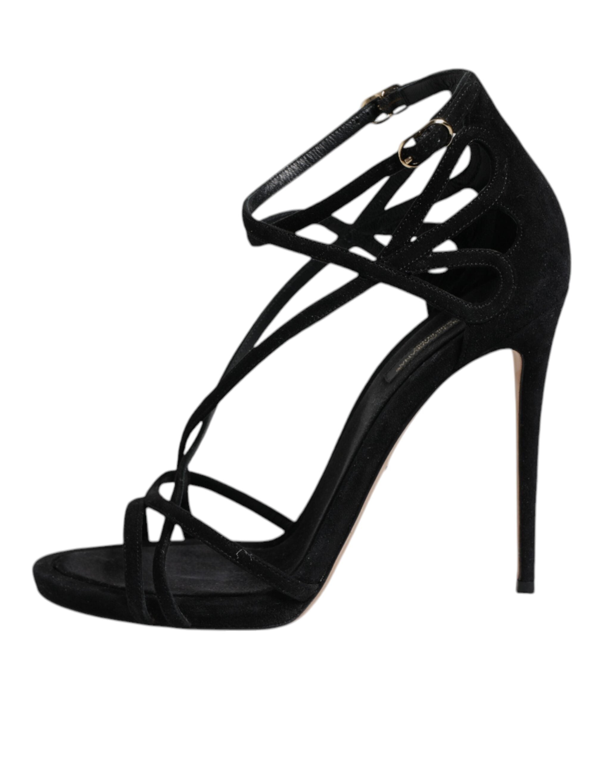 Dolce & Gabbana Black Leather Stiletto Heels Sandals Women's Shoes (Pre-Owned)