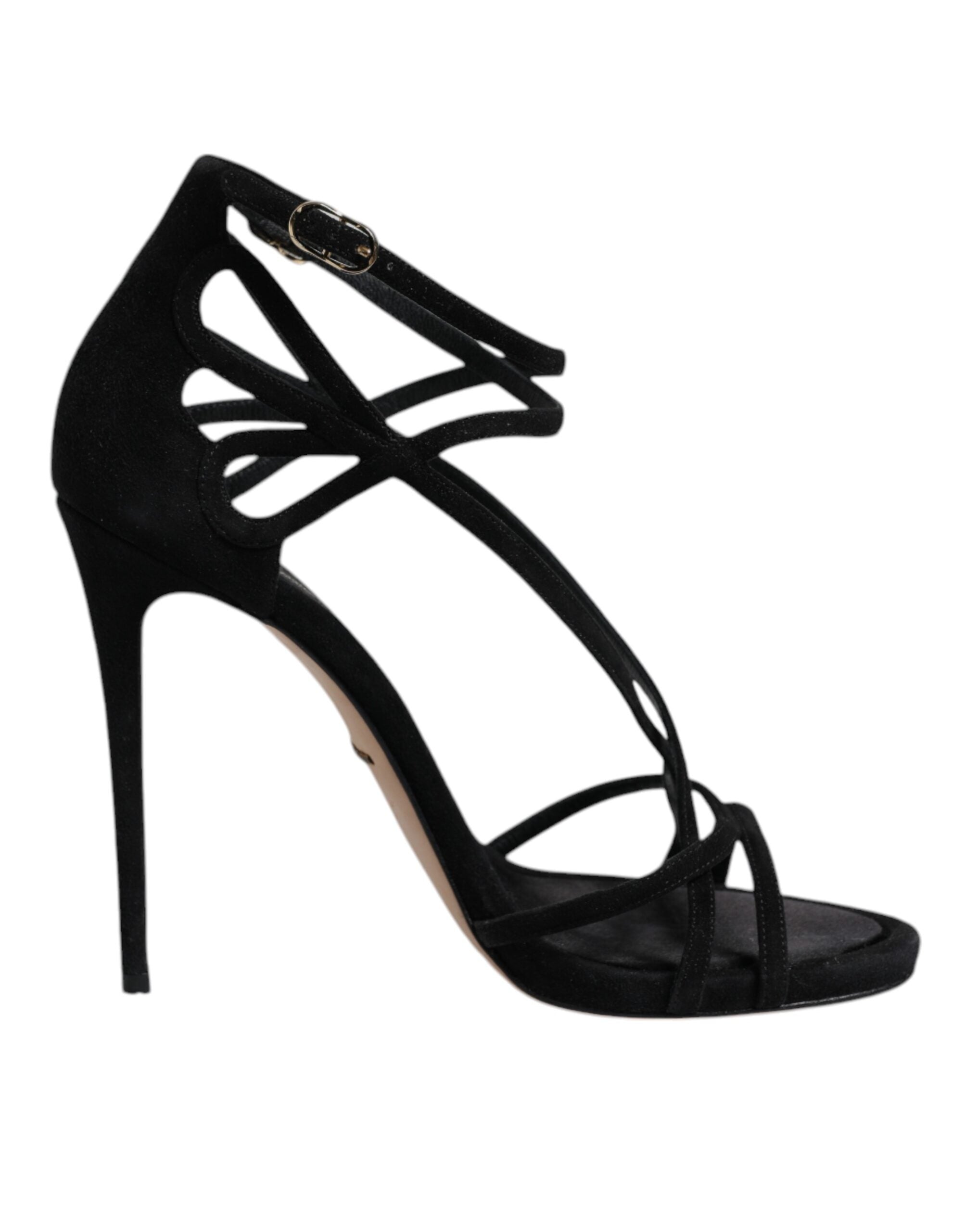 Dolce & Gabbana Black Leather Stiletto Heels Sandals Women's Shoes (Pre-Owned)