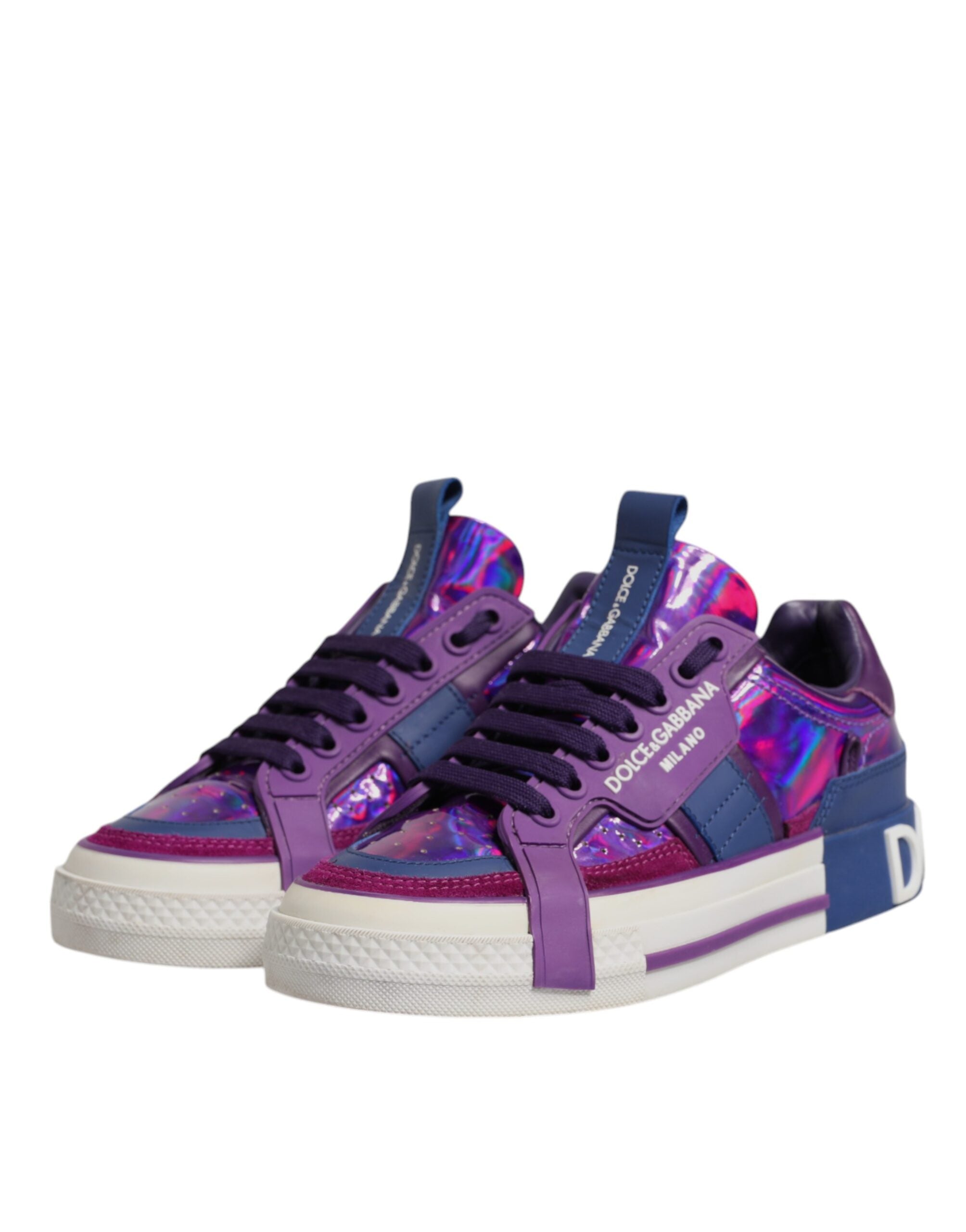 Dolce & Gabbana Purple Leather DG Logo Low Top Sneakers Women's Shoes (Pre-Owned)