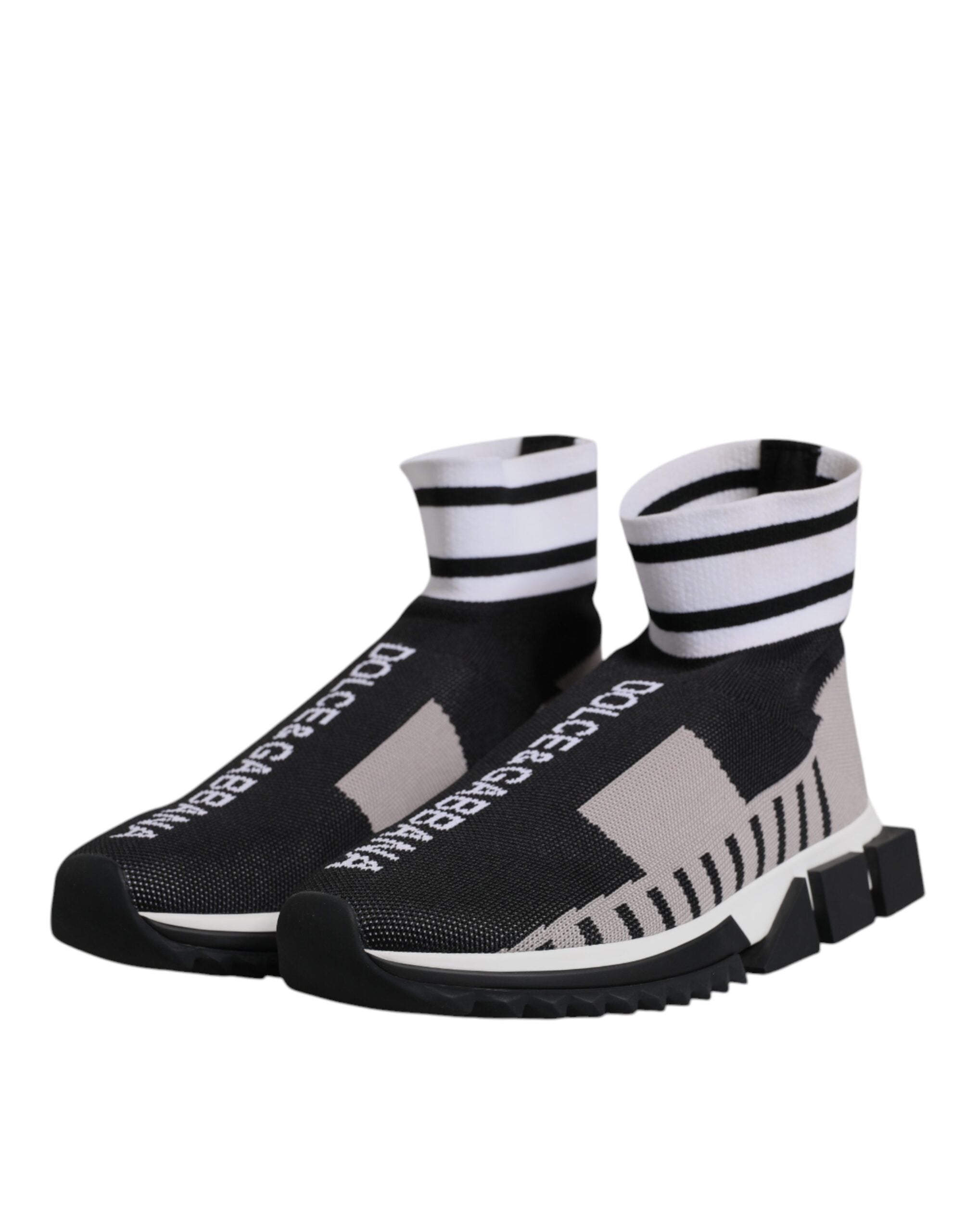 Dolce & Gabbana Black Gray Sorrento Socks Women Sneakers Women's Shoes