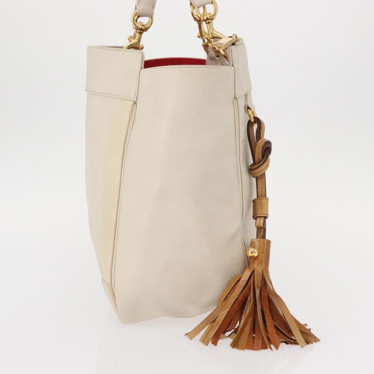 Chloe Eden Leather White Leather Tote Bag Bag (Pre-Owned)