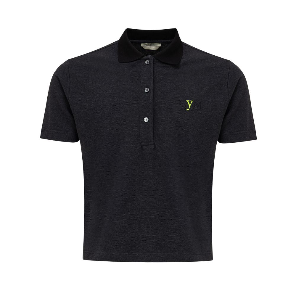 Fendi Black Cotton Polo Men's Shirt