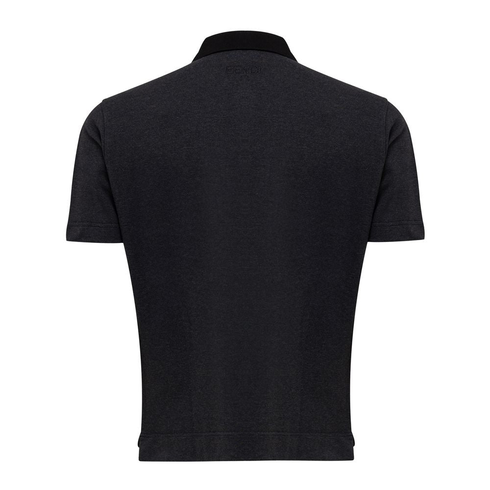 Fendi Black Cotton Polo Men's Shirt