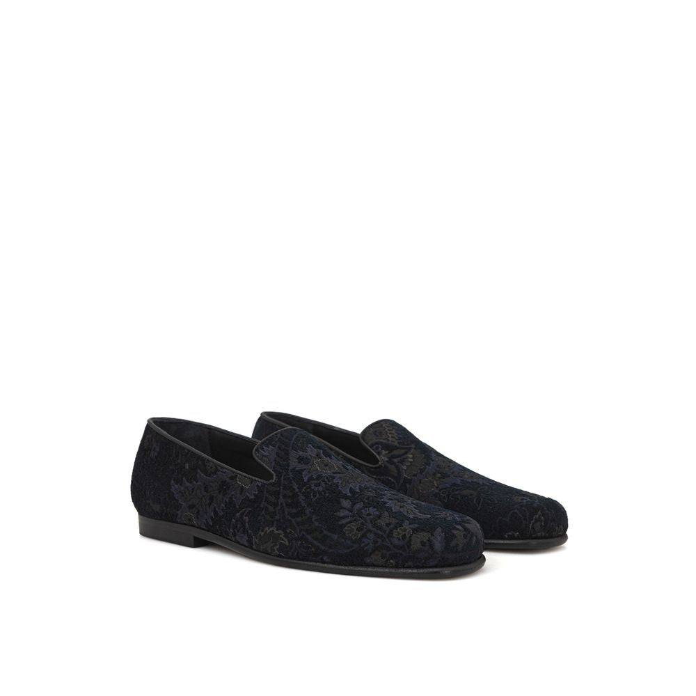 Etro Blue Leather Slip-On Men's Loafers
