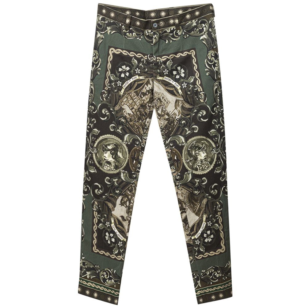 Dolce & Gabbana Green Cotton Casual Women's Pants