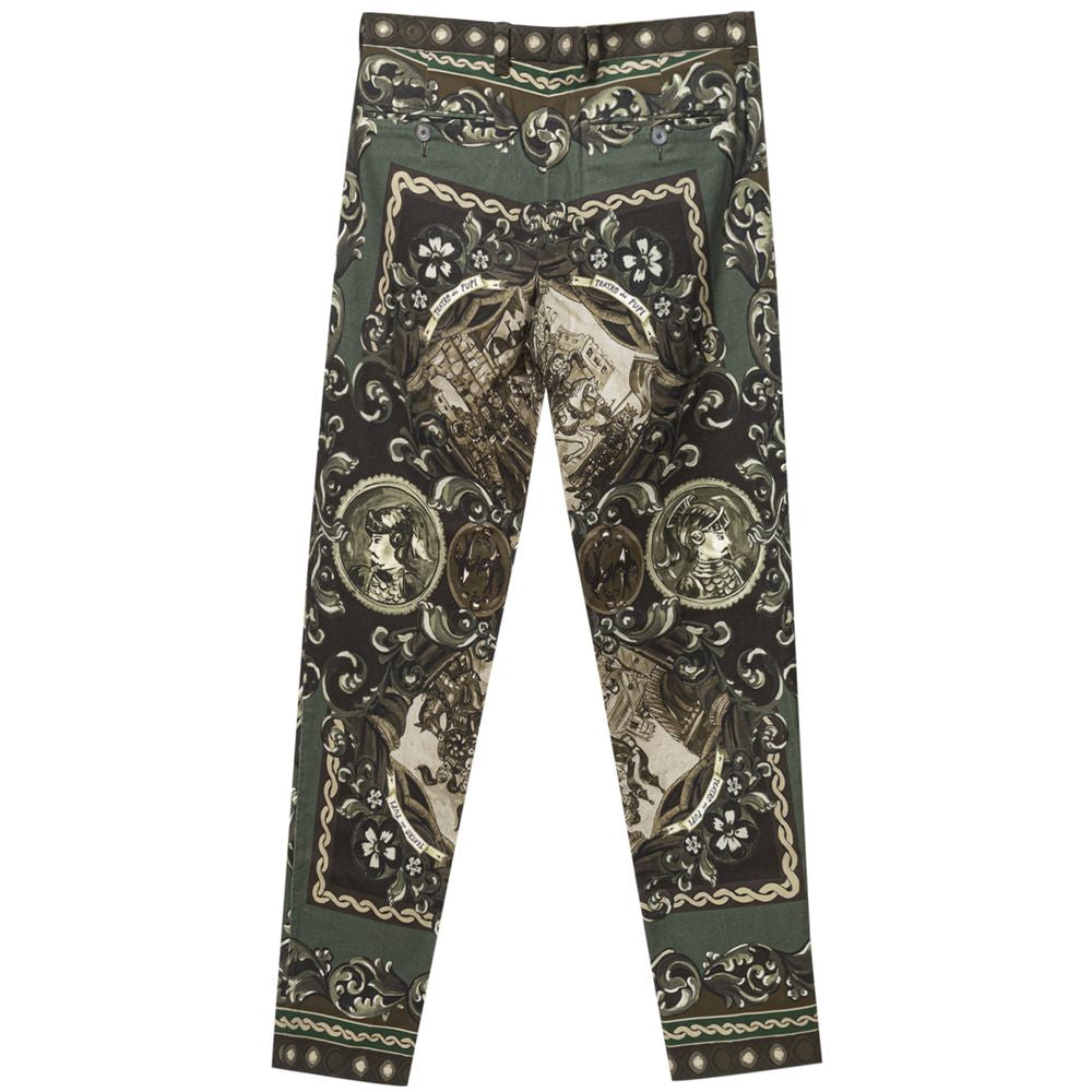 Dolce & Gabbana Green Cotton Casual Women's Pants