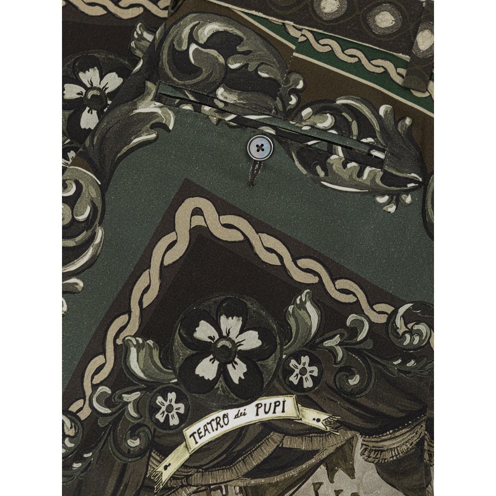 Dolce & Gabbana Green Cotton Casual Women's Pants