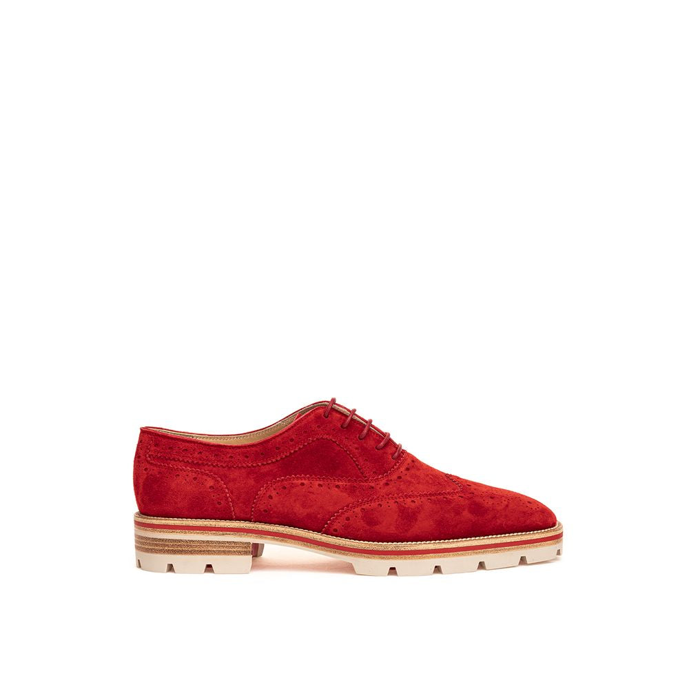 Christian Louboutin Red Suede Leather Flat Women's Shoe