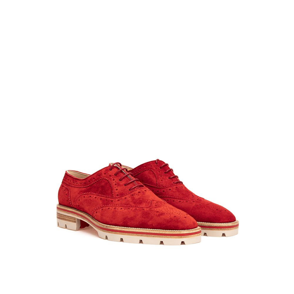 Christian Louboutin Red Suede Leather Flat Women's Shoe