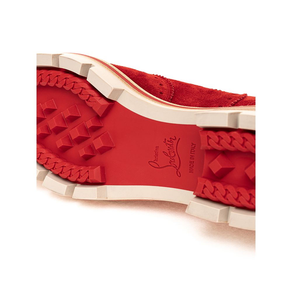 Christian Louboutin Red Suede Leather Flat Women's Shoe