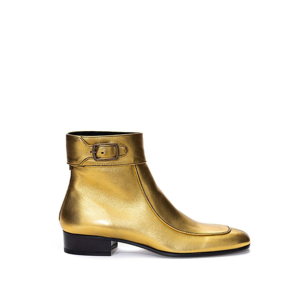 Saint Laurent Gold Leather Ankle Women's Boots
