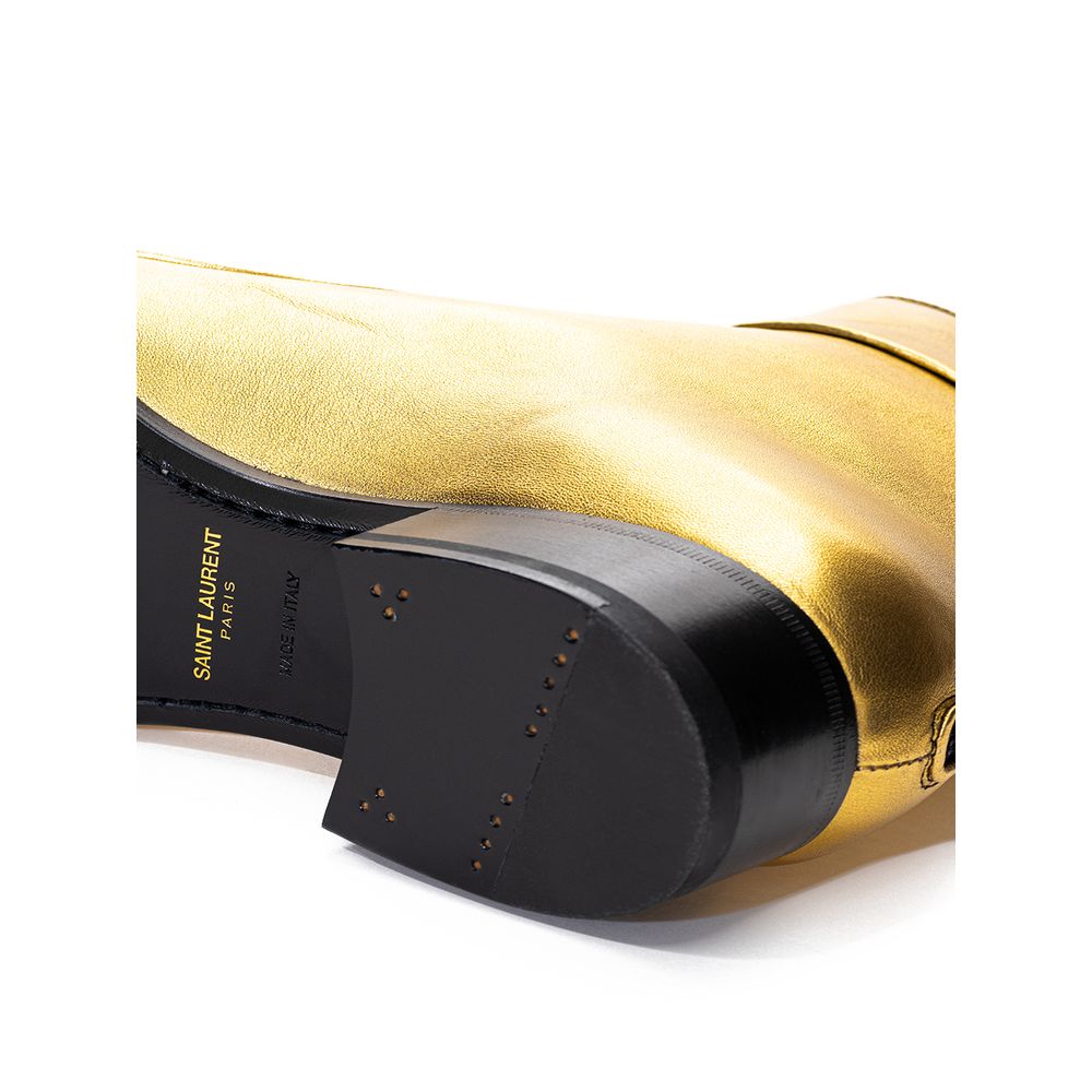 Saint Laurent Gold Leather Ankle Women's Boots