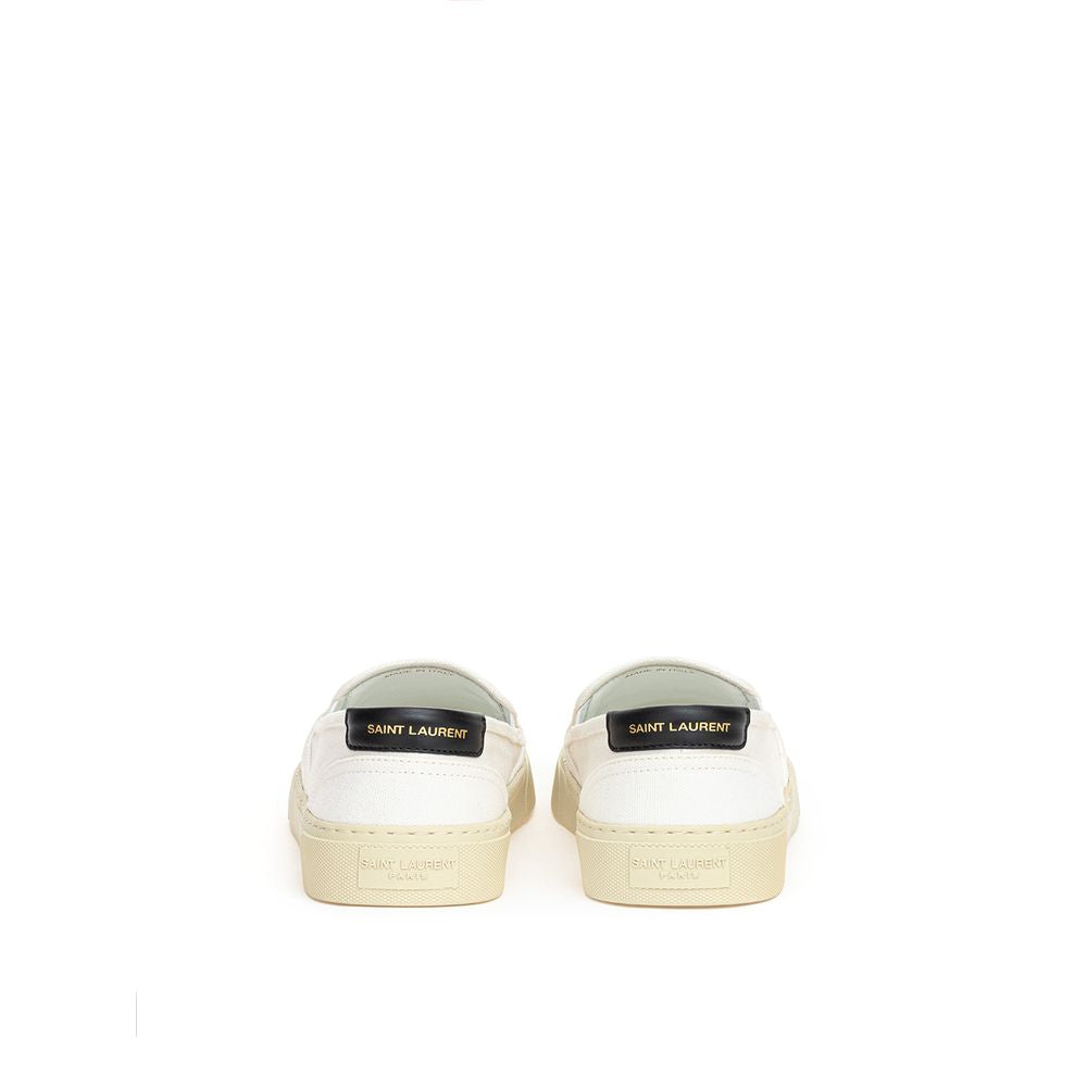 Saint Laurent White Cotton Low Top Women's Sneakers