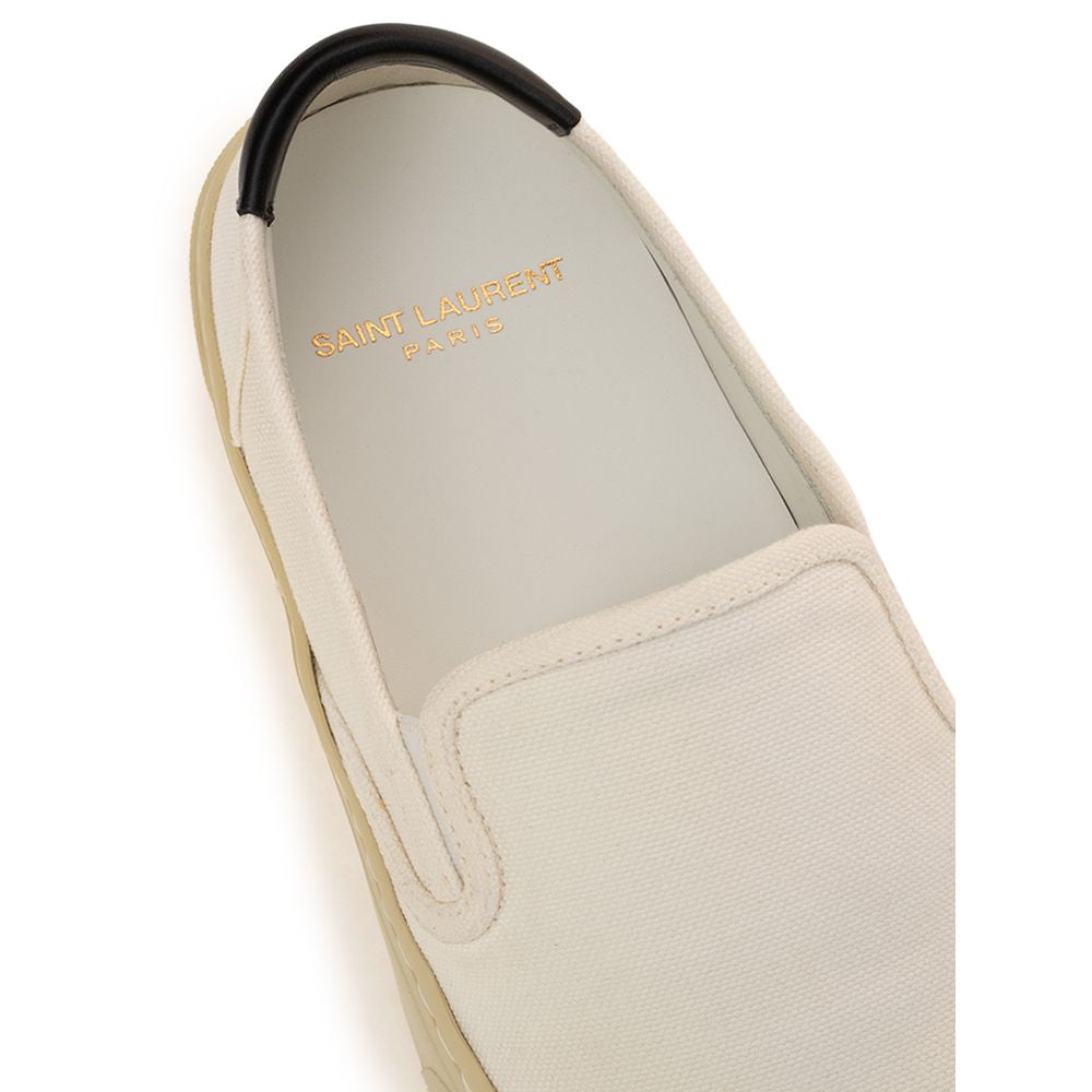 Saint Laurent White Cotton Low Top Women's Sneakers
