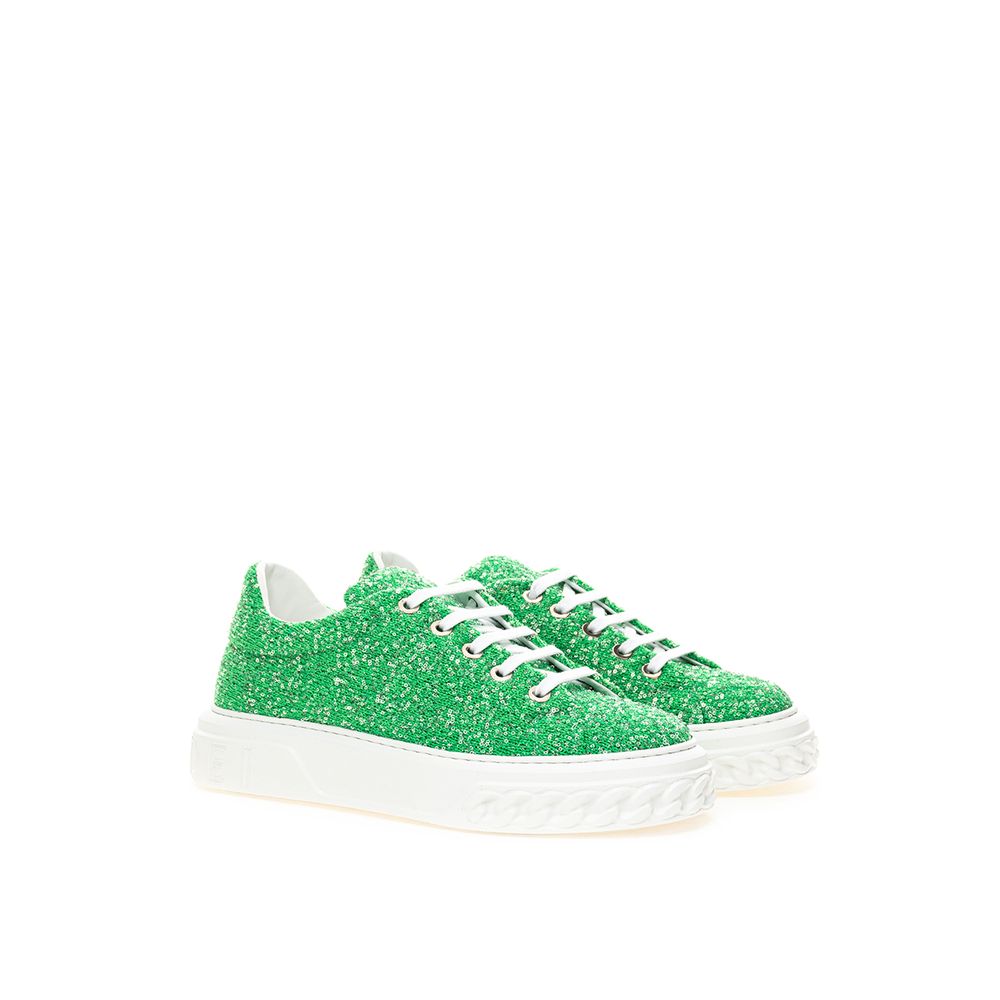 Casadei Green Fabric And Leather Athletic Women's Sneakers