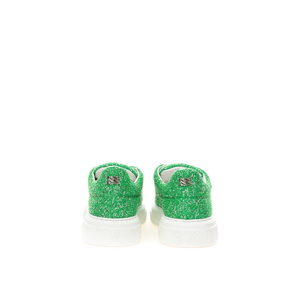 Casadei Green Fabric And Leather Athletic Women's Sneakers