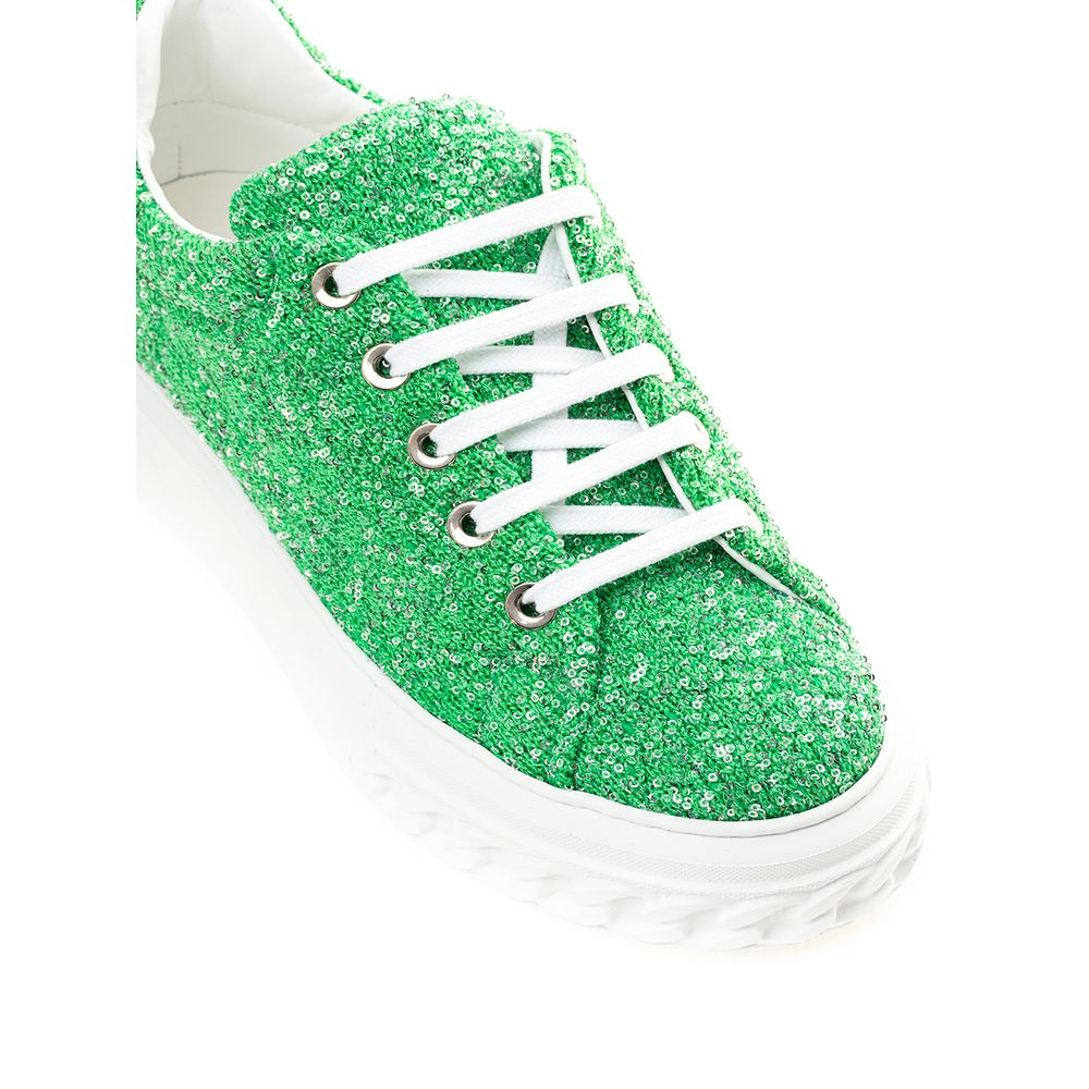 Casadei Green Fabric And Leather Athletic Women's Sneakers
