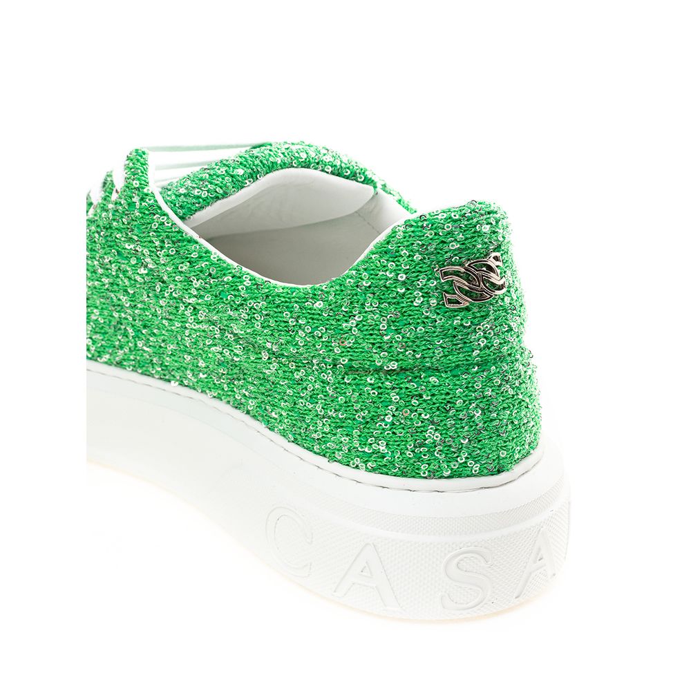 Casadei Green Fabric And Leather Athletic Women's Sneakers