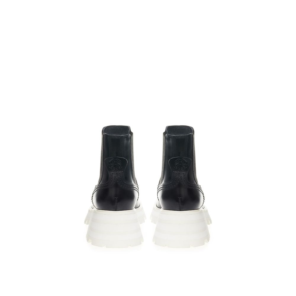 Alexander McQueen Black Leather Chelsea Women's Boots