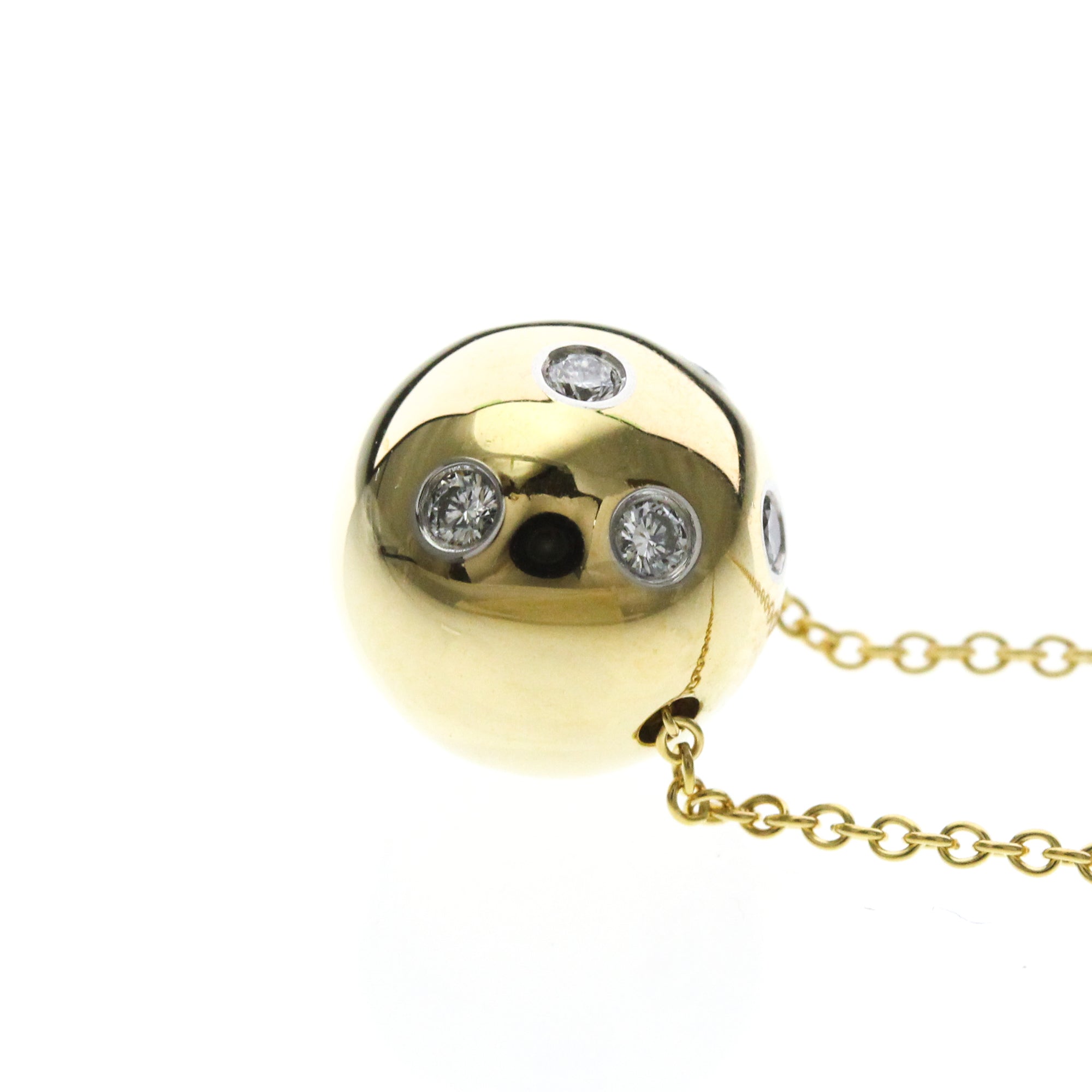 Tiffany & Co. Etoile Ball Pendant 18K Yellow Gold With Platinum And Diamonds Gold Yellow_Gold Necklace Jewelry (Pre-Owned)