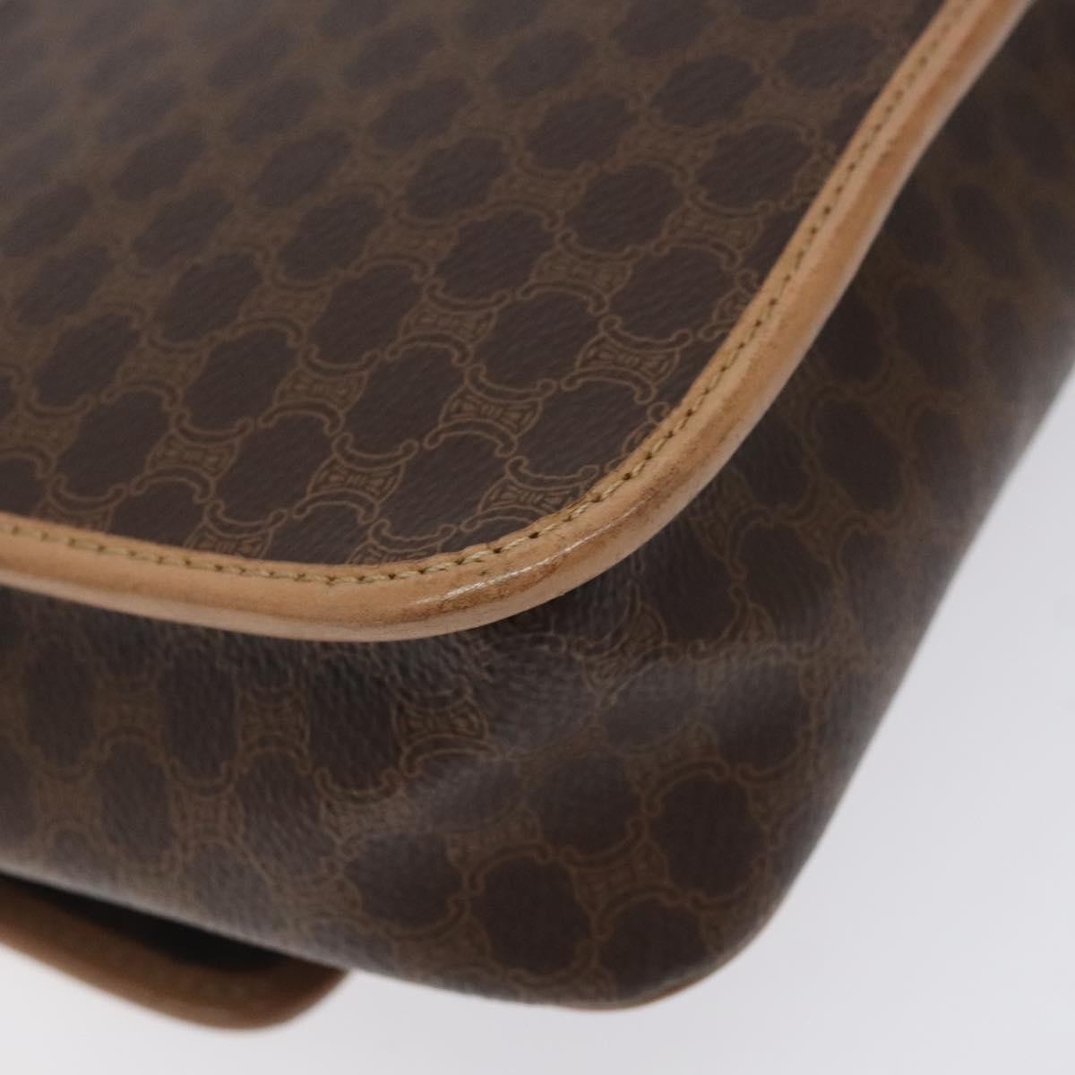 Celine Vintage Macadam Circle Logo Canvas And Leather Brown Canvas Shoulder Bag Bag (Pre-Owned)