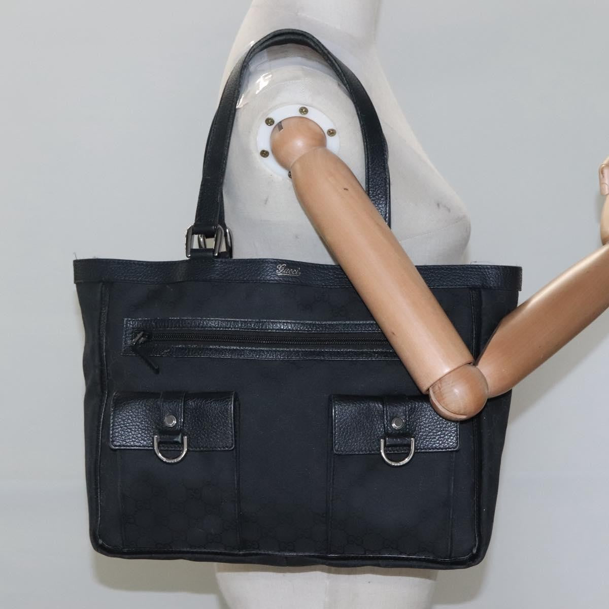 Gucci Abbey Pocket Tote Gg Canvas And Leather Black Canvas Tote Bag Bag (Pre-Owned)