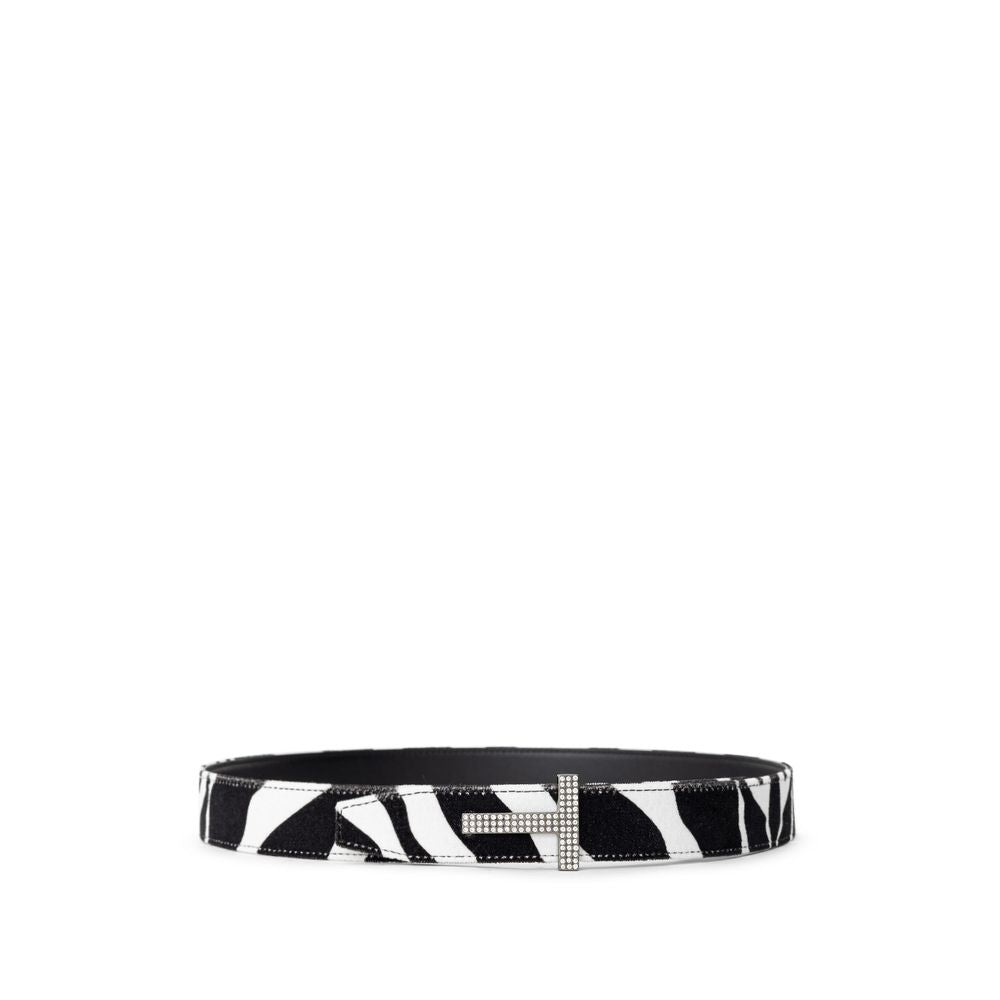 Tom Ford Black And White Leather Regular Women's Belt