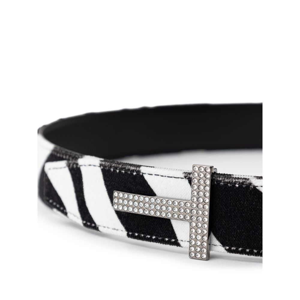 Tom Ford Black And White Leather Regular Women's Belt