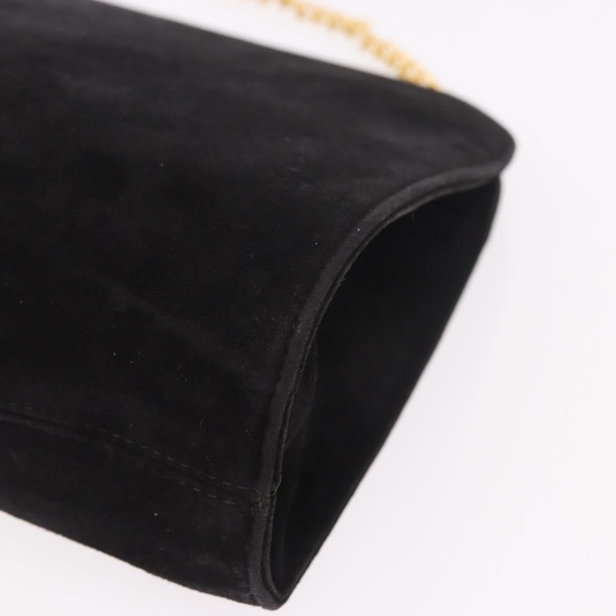Salvatore Ferragamo Gancini Chain Suede Black Suede Shoulder Bag Bag (Pre-Owned)