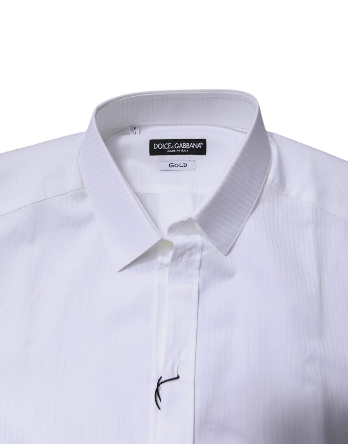 Dolce & Gabbana White Cotton Collared GOLD Dress Formal Men's Shirt (Pre-Owned)