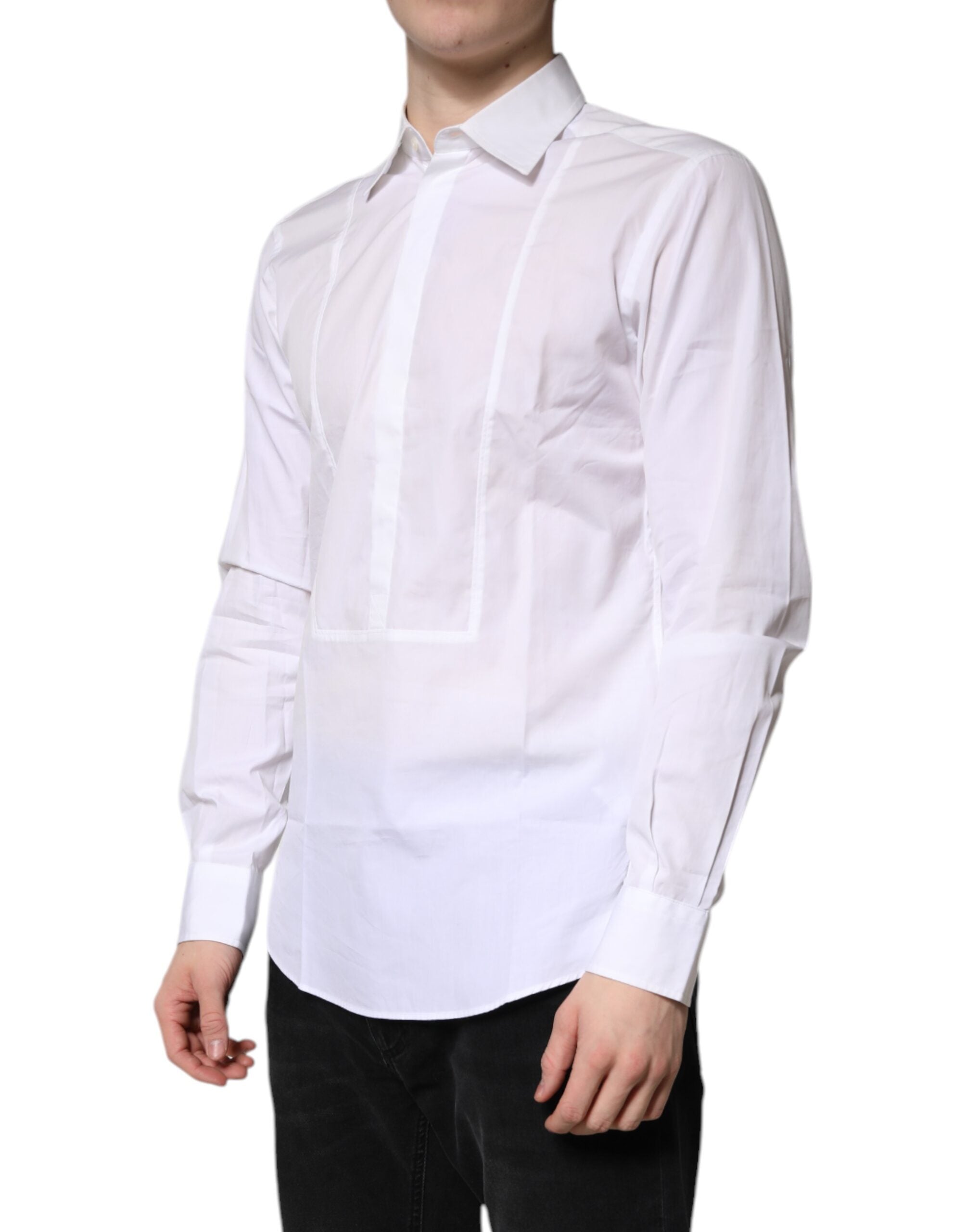 Dolce & Gabbana White Cotton Collared Dress Formal Men's Shirt (Pre-Owned)
