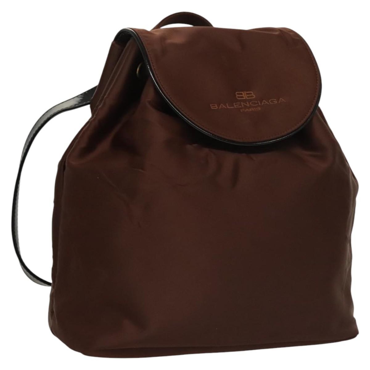 Balenciaga Vintage Nylon Brown Nylon Backpack Bag (Pre-Owned)