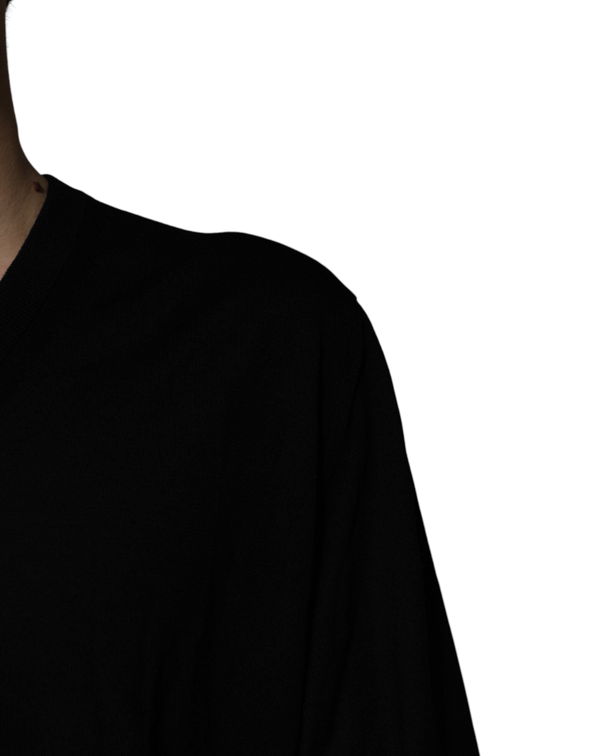 Dolce & Gabbana Black Camouflage V-neck Pullover Men's Sweater