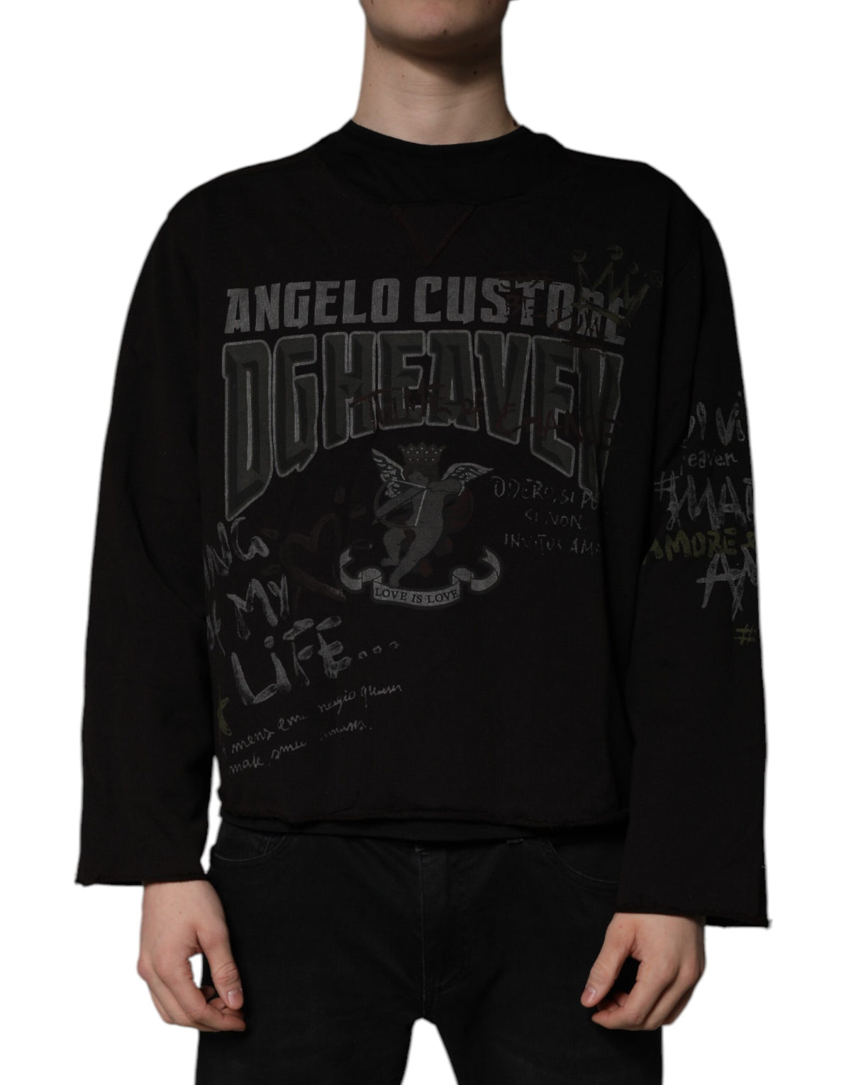 Dolce & Gabbana Black DG Heaven Crew Neck Pullover Men's Sweater