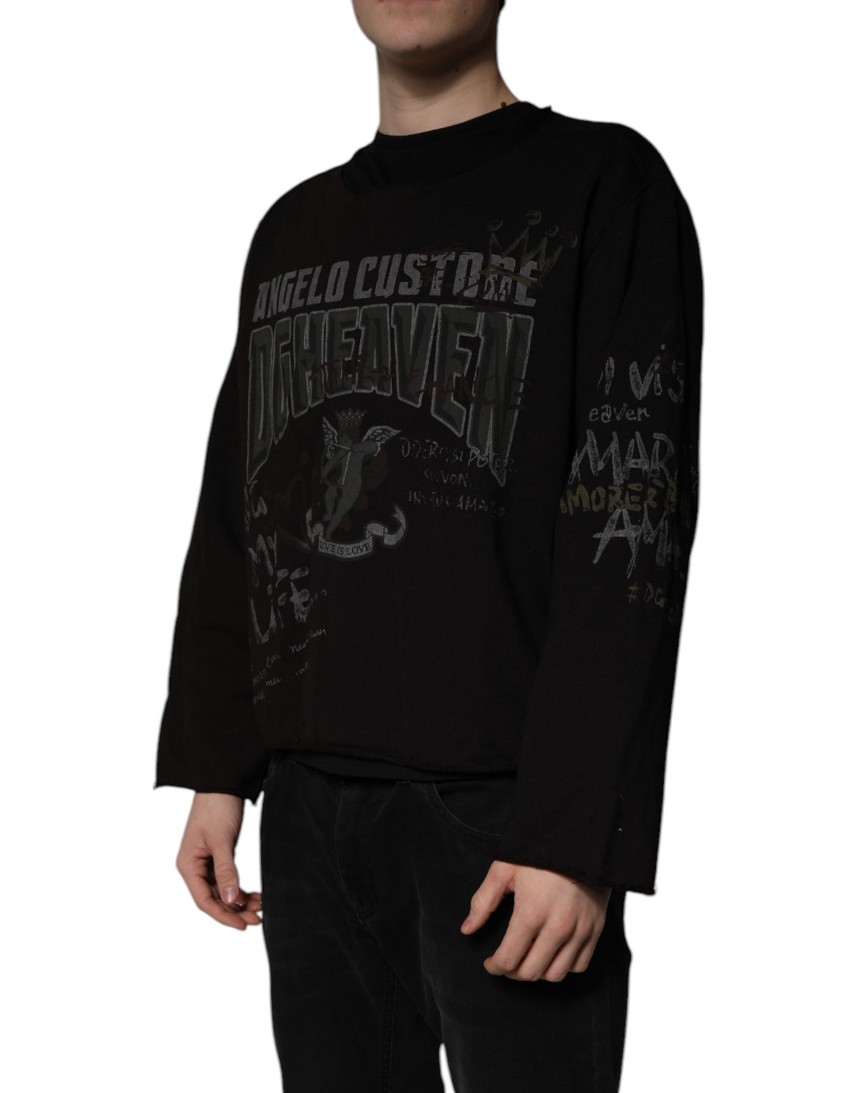Dolce & Gabbana Black DG Heaven Crew Neck Pullover Men's Sweater