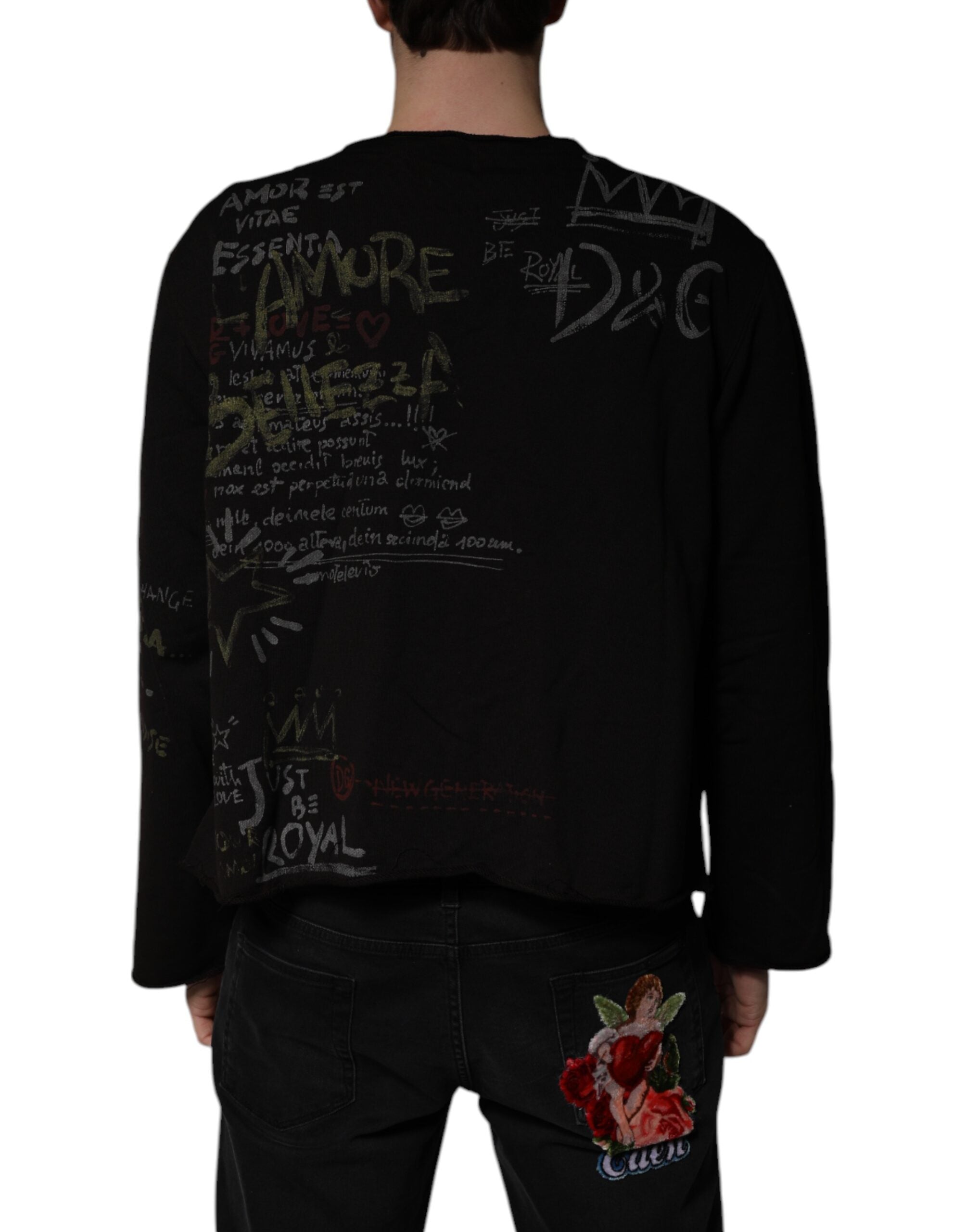 Dolce & Gabbana Black DG Heaven Crew Neck Pullover Men's Sweater
