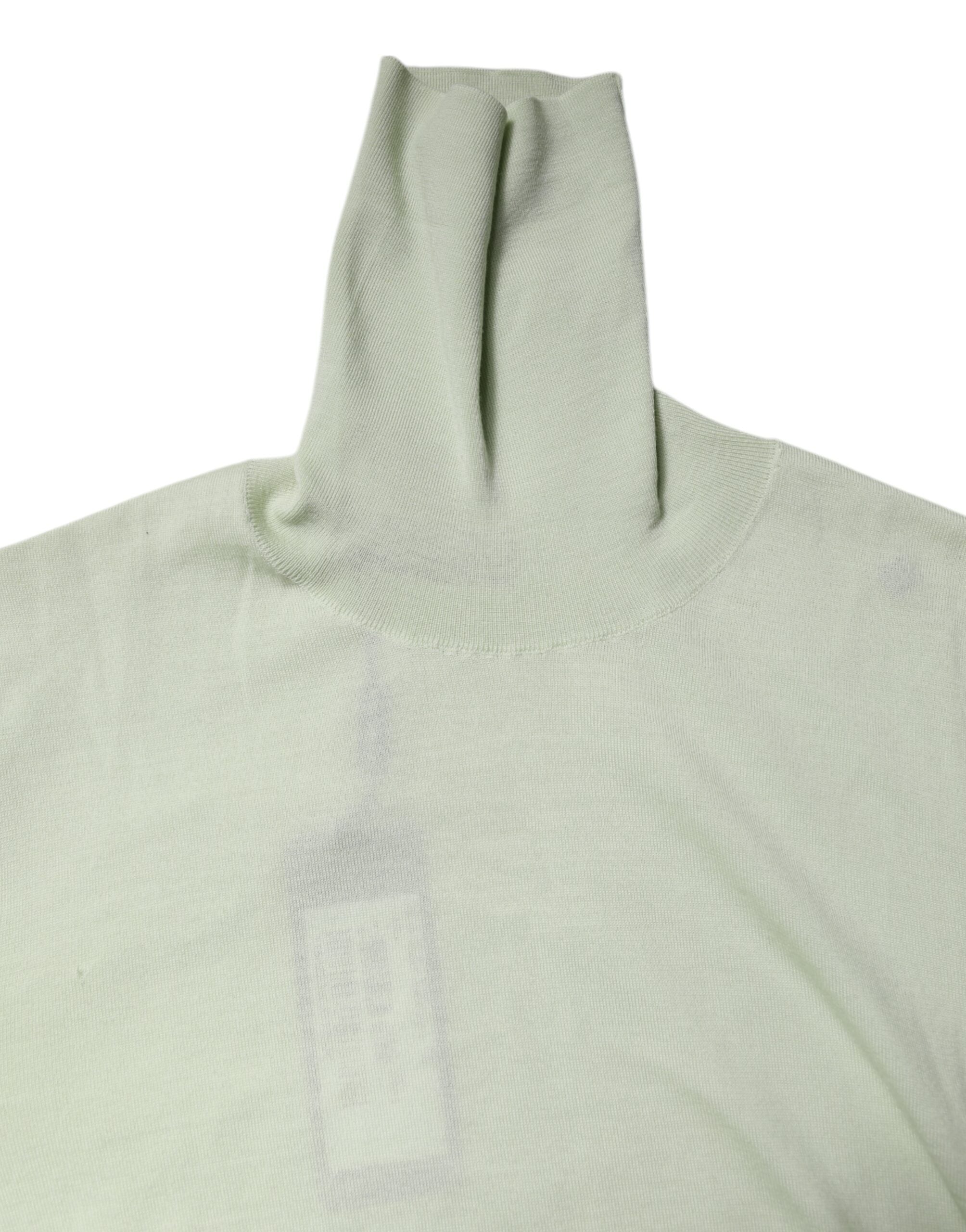 Dolce & Gabbana Light Green Wool Turtleneck Pullover Men's Sweater
