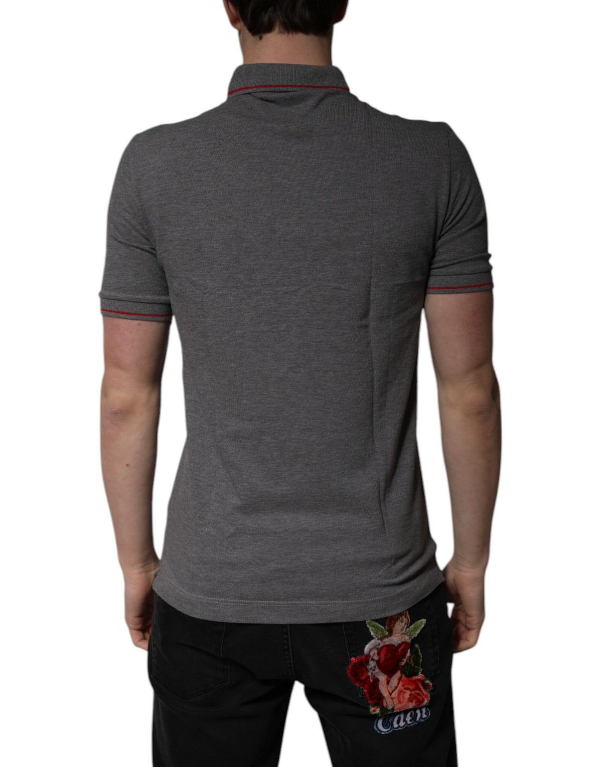 Dolce & Gabbana Gray Cotton Crown Collared Polo Men's T-shirt