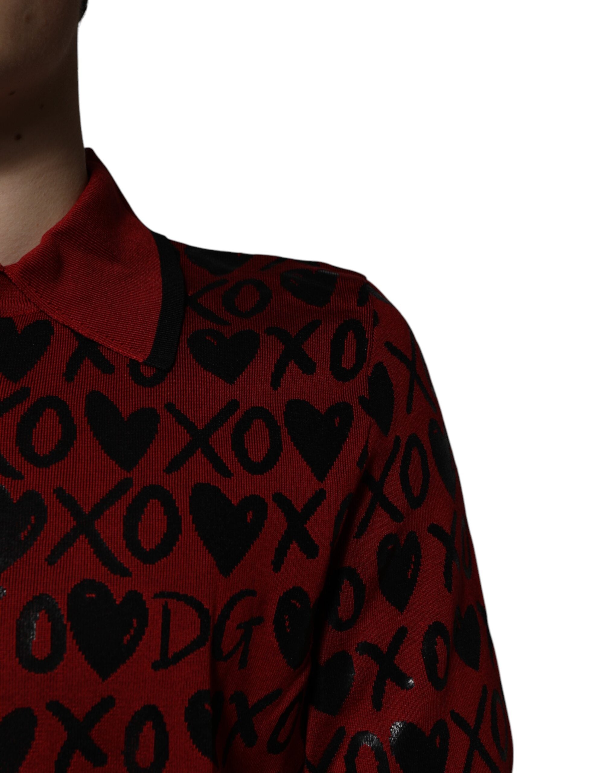 Dolce & Gabbana Red Cotton XOXO Collared Polo Men's T-shirt
