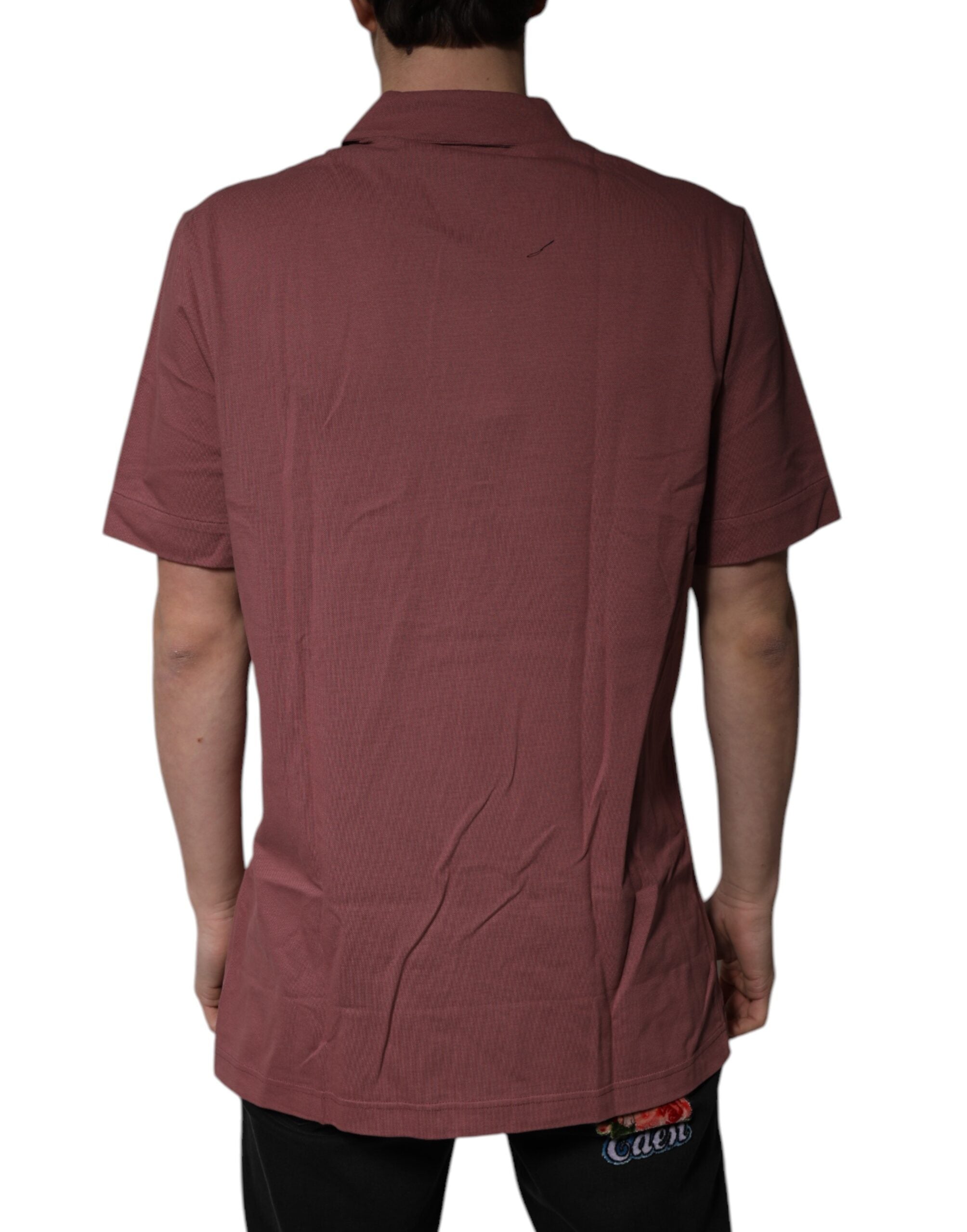 Dolce & Gabbana Dark Pink Button Down Casual Polo Men Men's Shirt